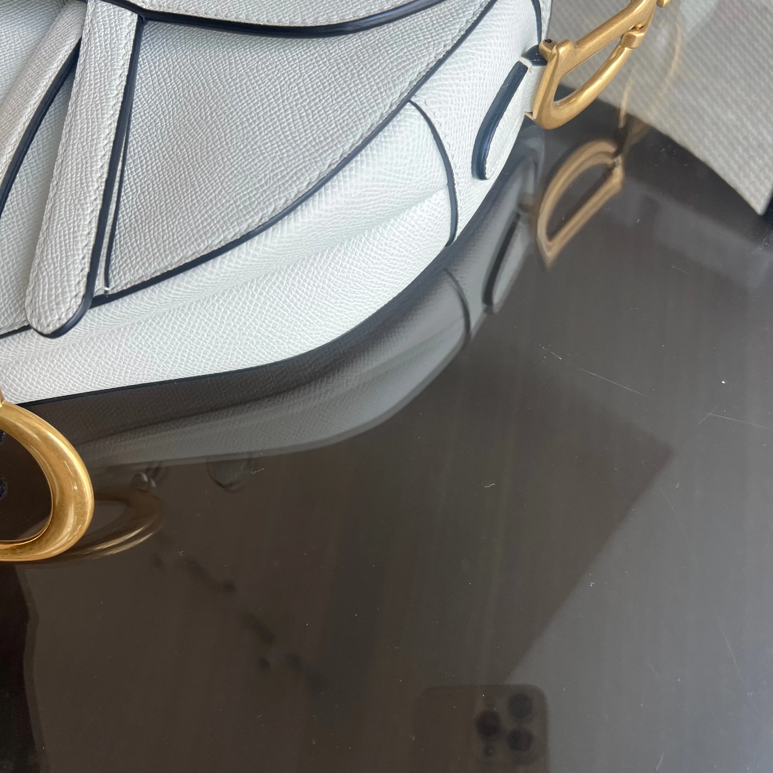 Dior Saddle Medium - Grained Calfskin White Gold Hardware