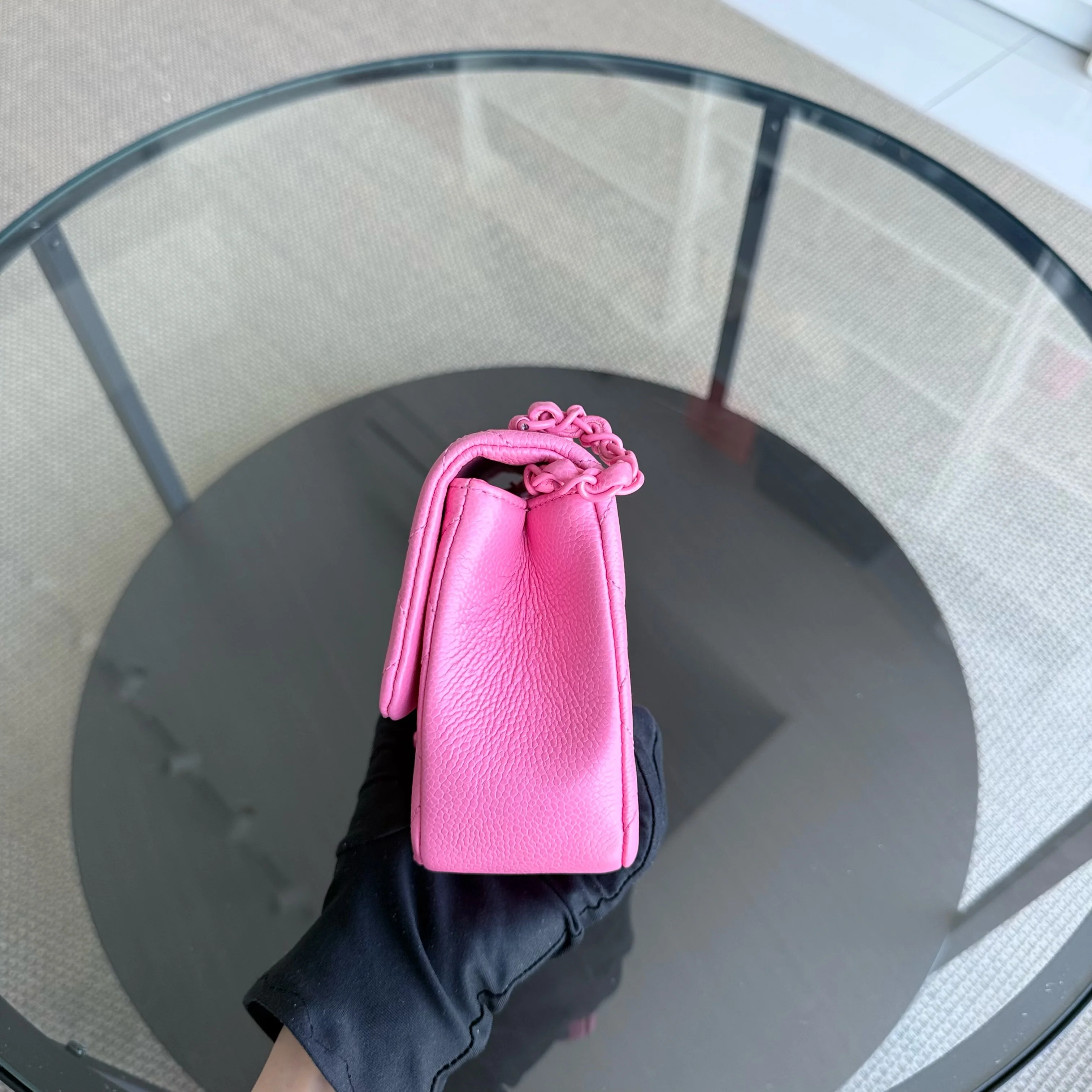 Chanel Classic Flap Seasonal Mini Square - Caviar Quilted Grained Calfskin All Pink Barbie Series 29