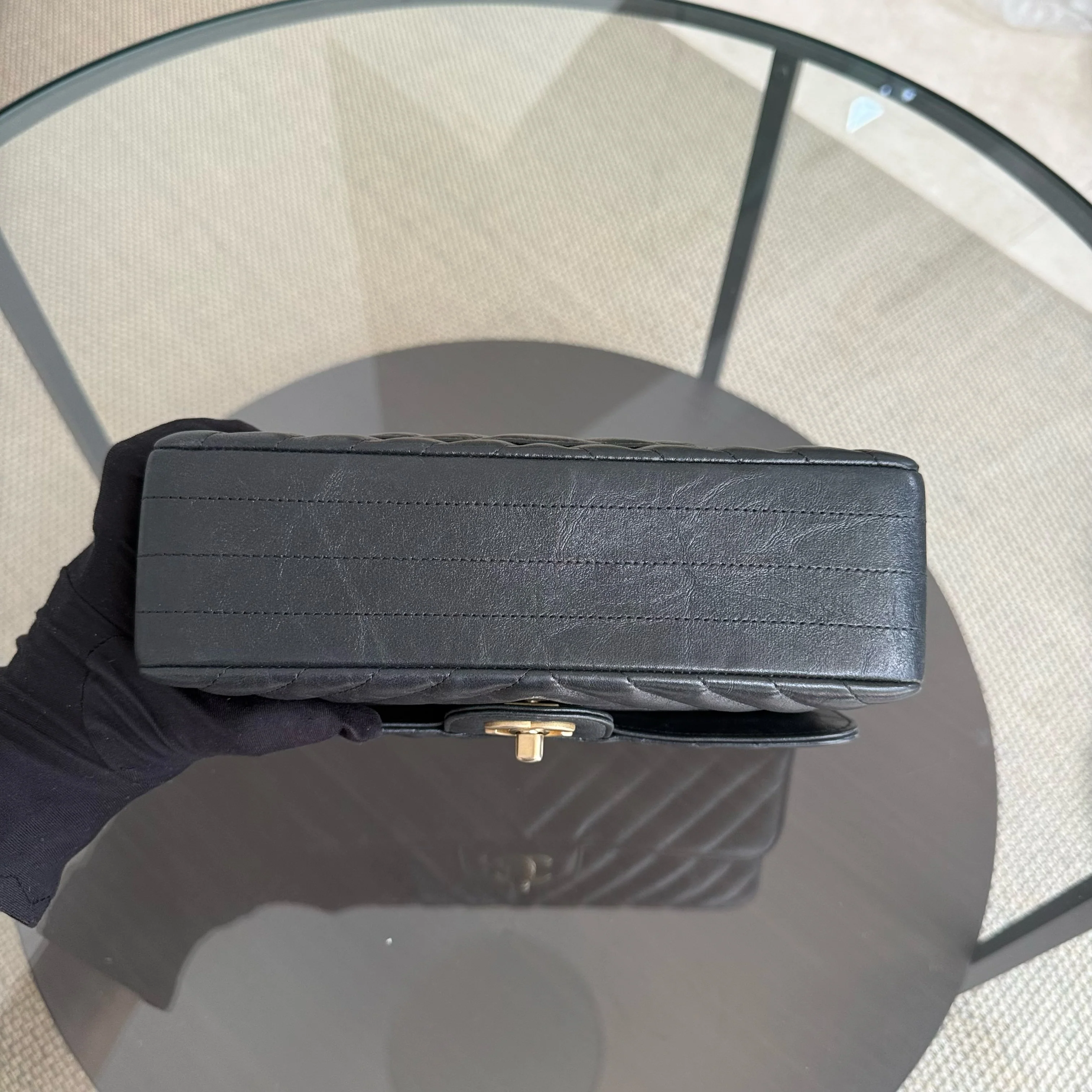 Chanel Classic Flap Small - Calfskin 23CM Quilted Black Gold Hardware Series 26