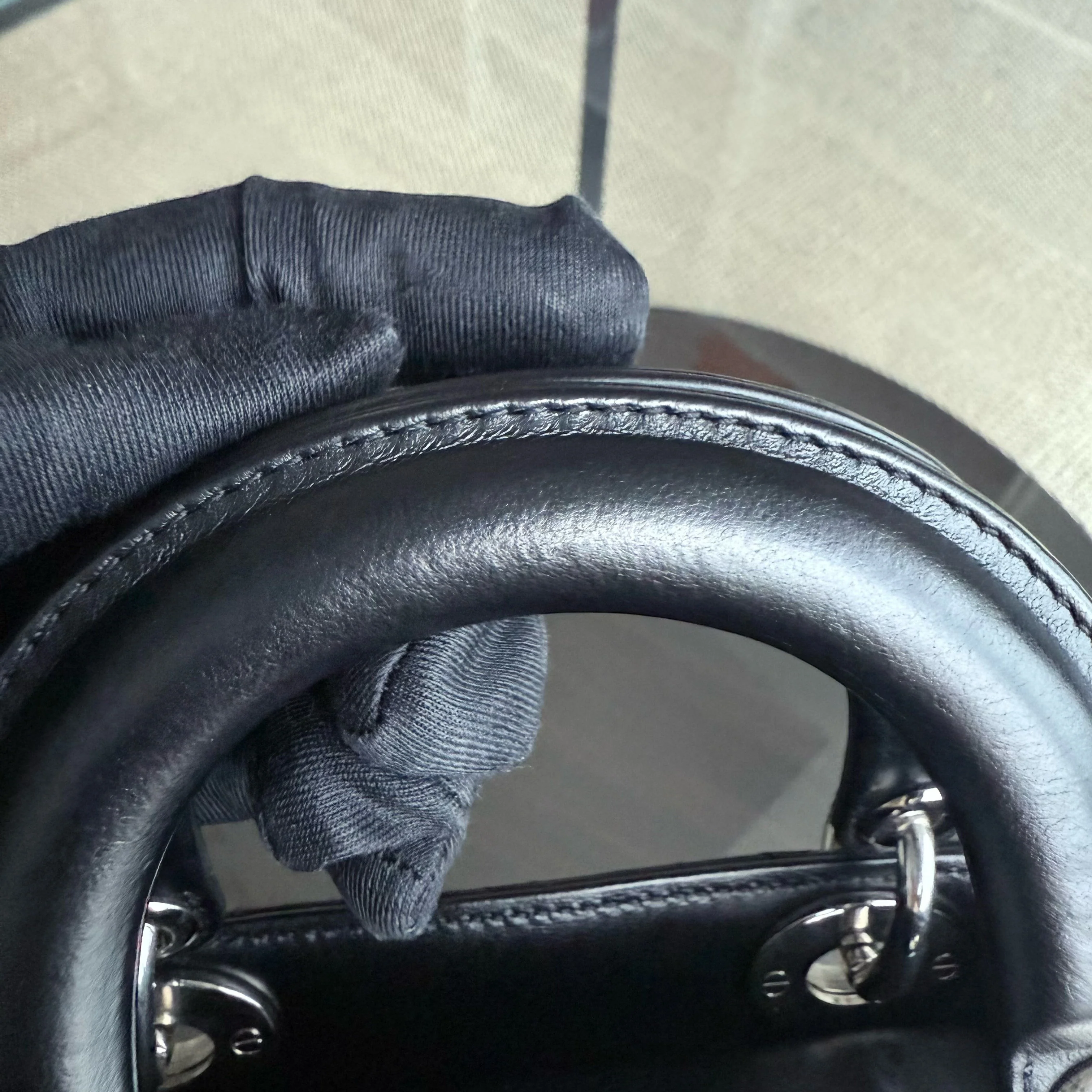 Dior Lady Mini - Cannage Lambskin Black Silver Hardware Adjustable Strap