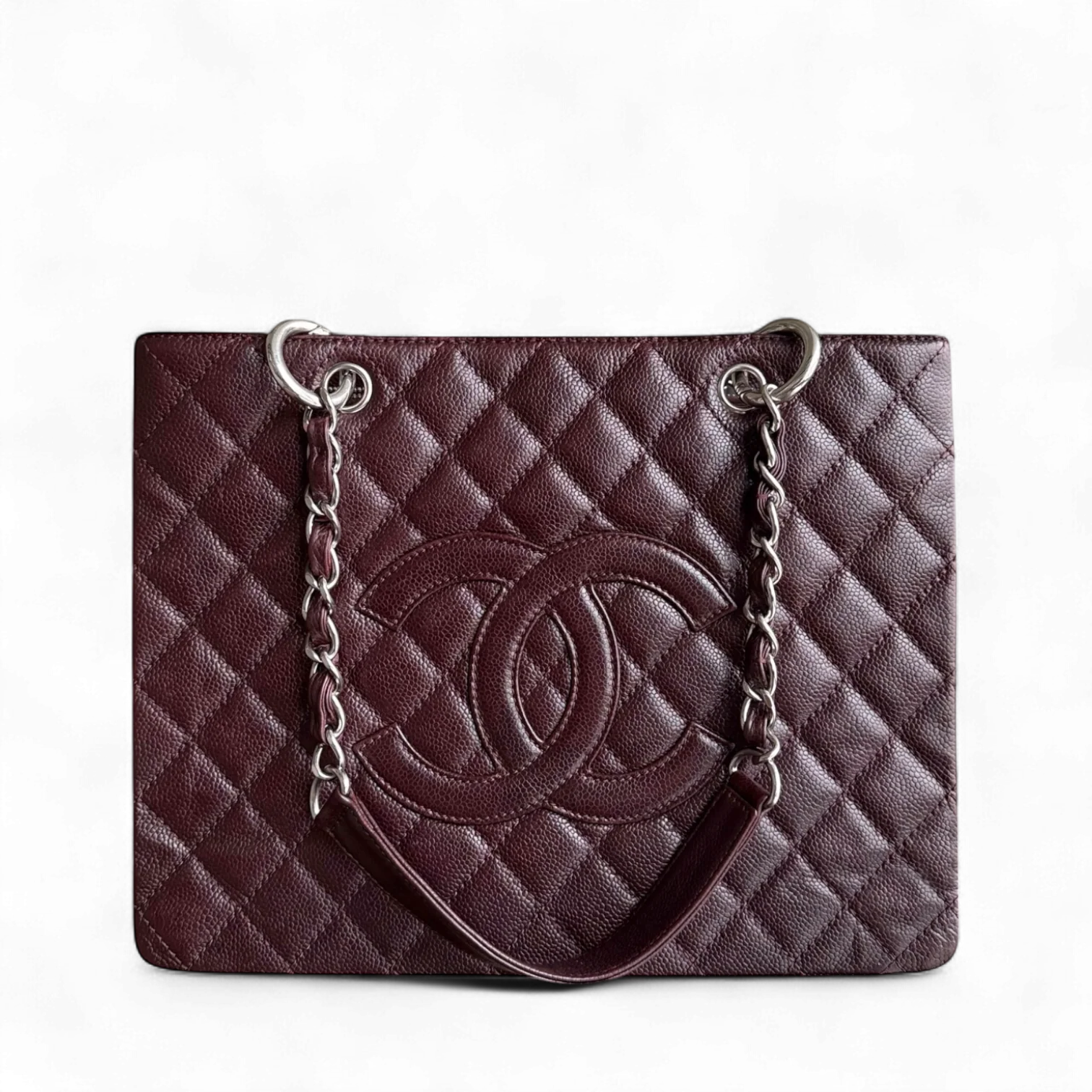 Chanel GST Grand Shopping Tote - Caviar Quilted Burgundy Grained Calfskin Silver Hardware Series 11