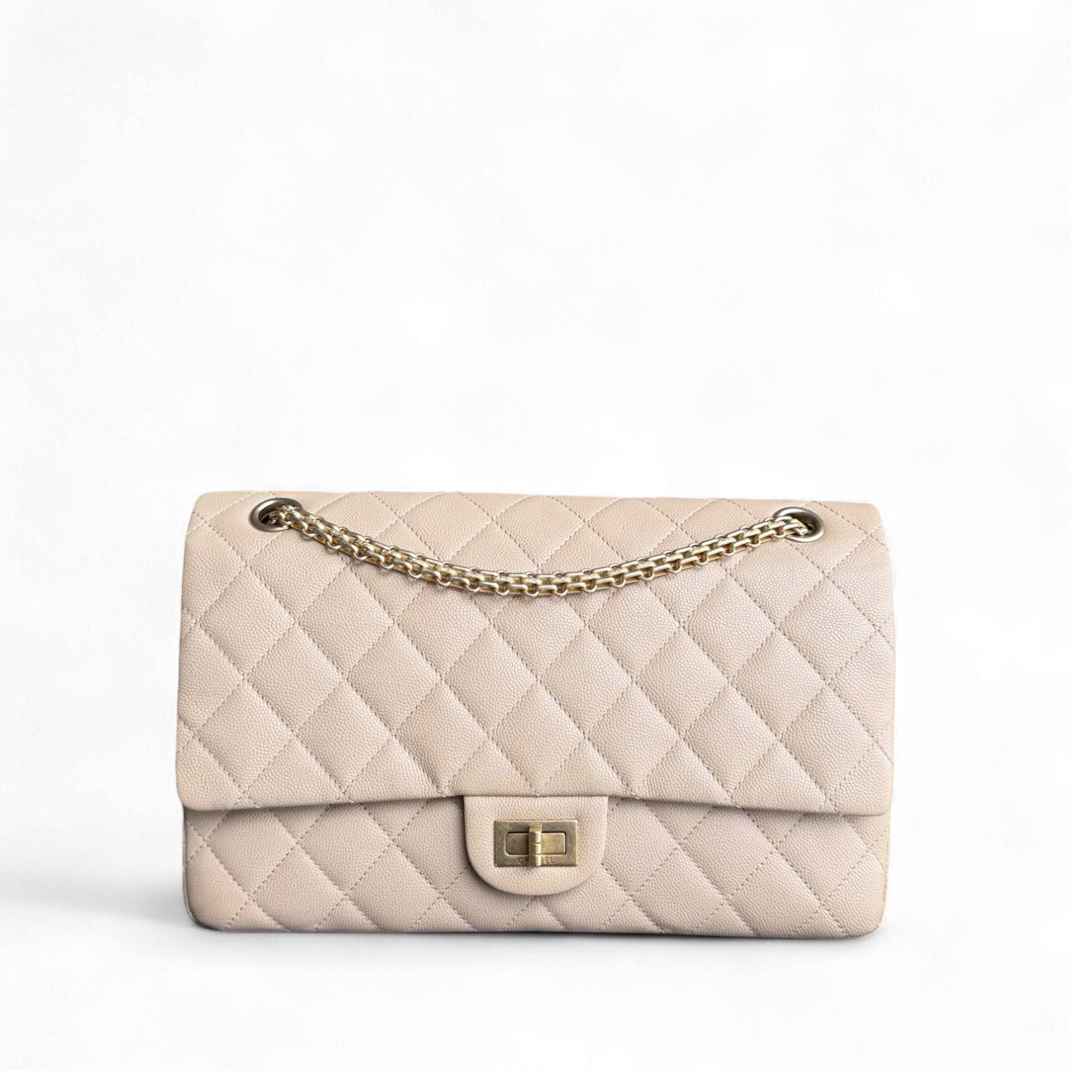Chanel 2.55 Reissue 226 - Caviar Quilted Grained Calfskin Beige Gold Hardware Series 23