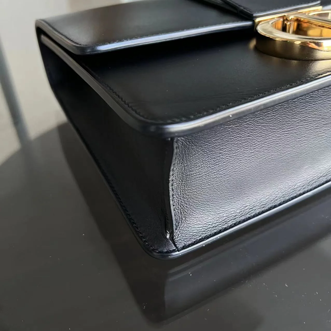 Dior 30 Montaigne - Smooth Calfskin Black Golden Hardware with Strap