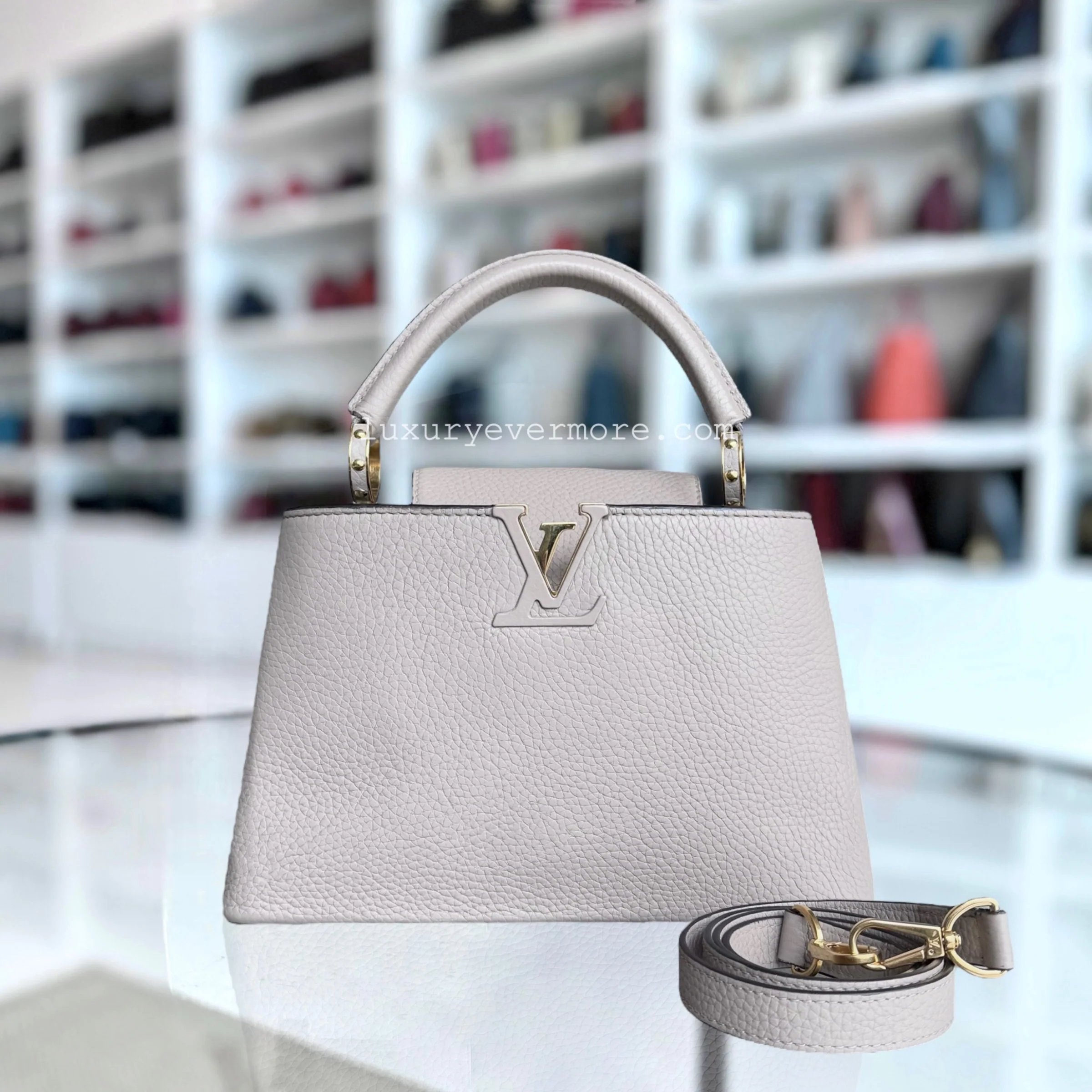 Louis Vuitton Capucines BB - Taurillon Grained Calfskin Light Beige Gold Hardware