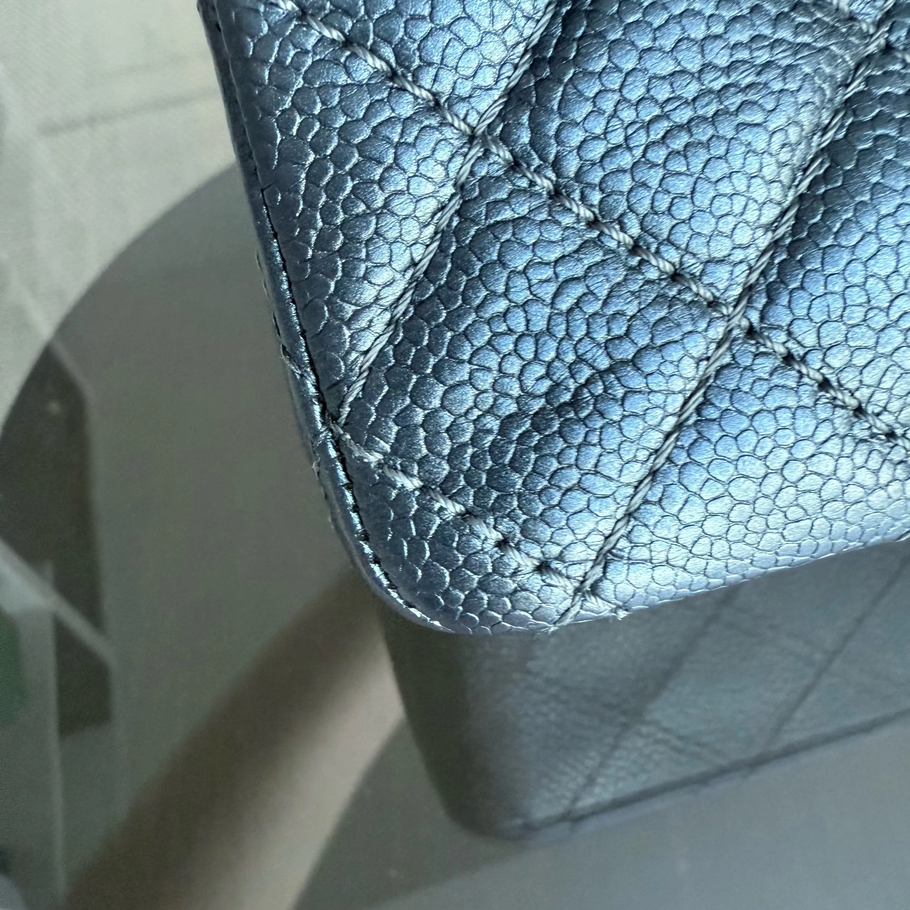 Chanel Classic Flap Medium - Caviar 25CM Quilted Grained Calfskin Dark Gray Silver Hardware Series 20