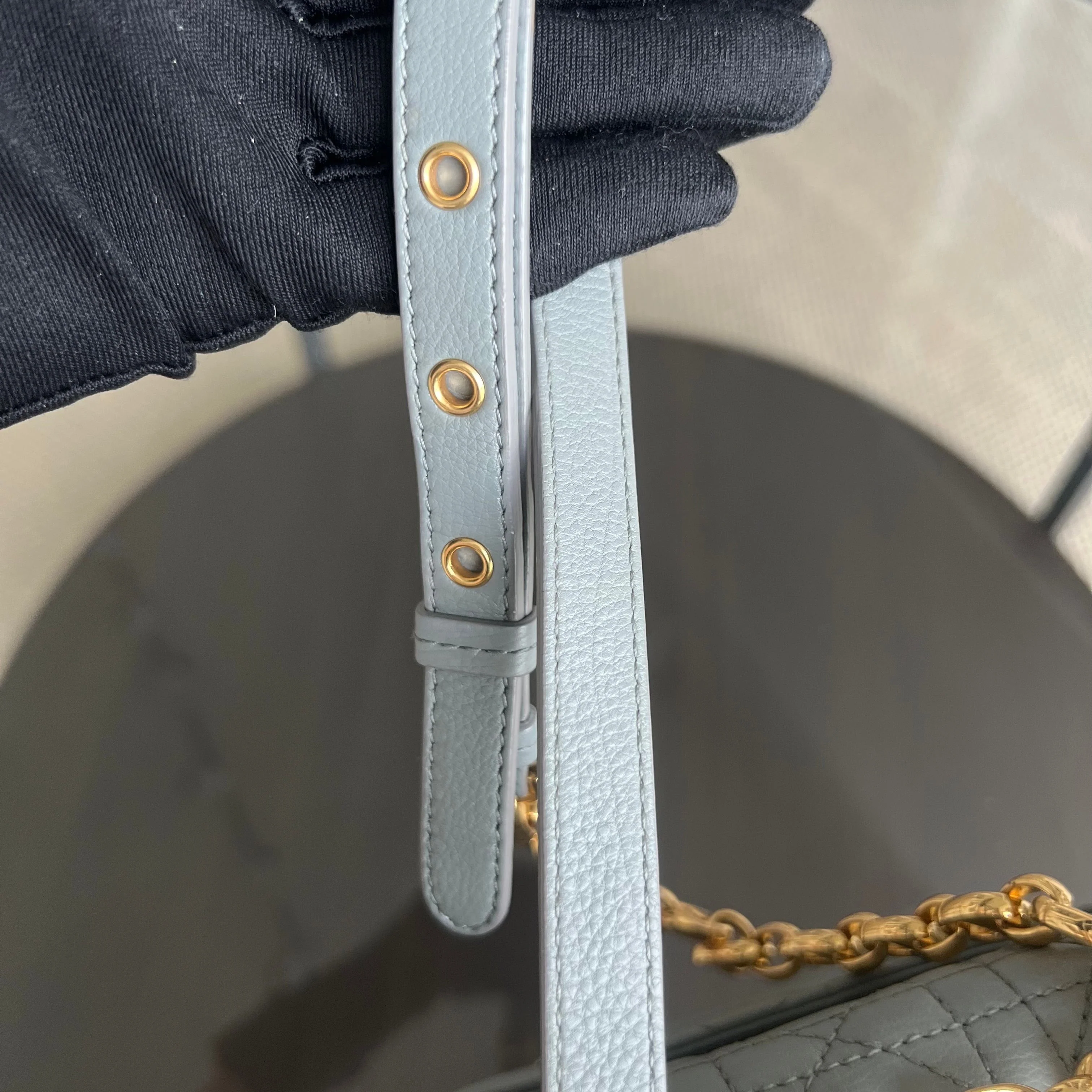 Dior Caro Medium - Cannage Calfskin Grey Gray Gold Hardware