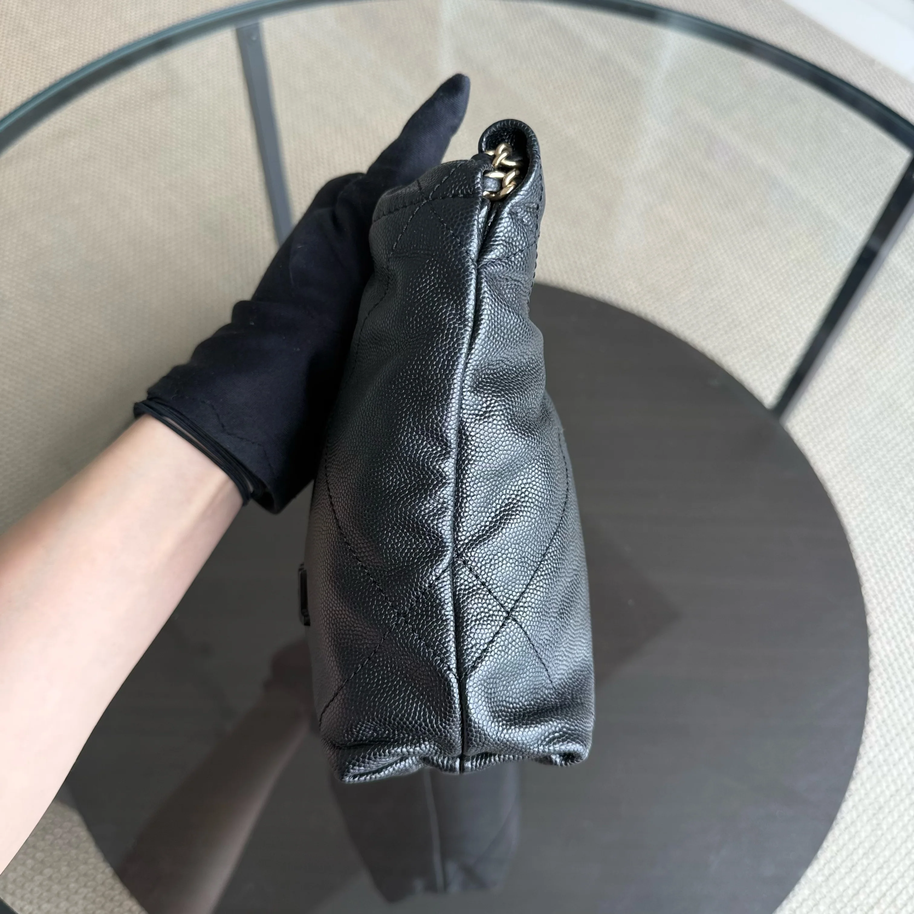 Chanel C22 Mini 22 Bag - Caviar Quilted Calfskin Crossbody Bag Gold Hardware Microchip