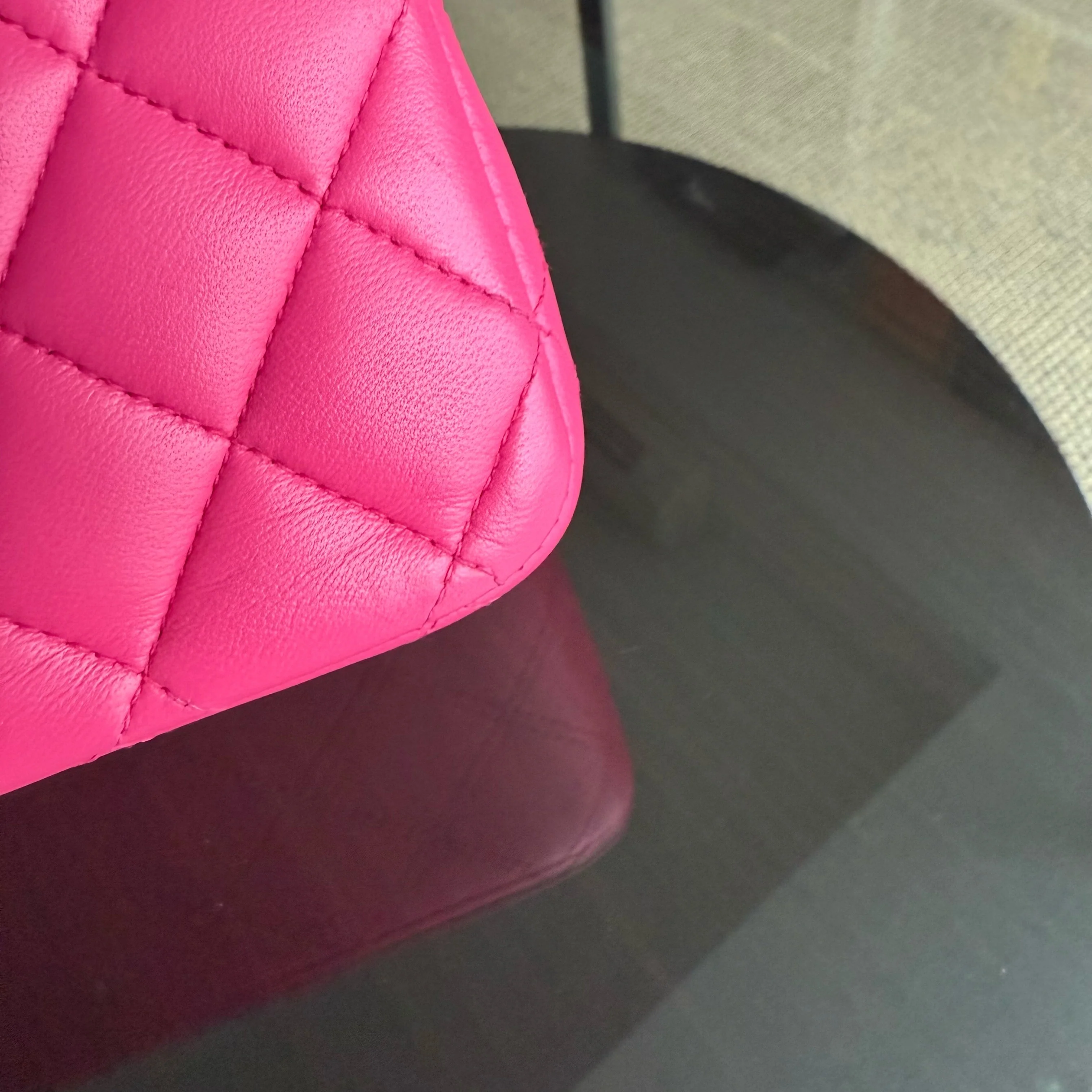 Chanel Classic Flap Medium - 25CM Quilted Lambskin Hot Pink Gold Hardware Series 22