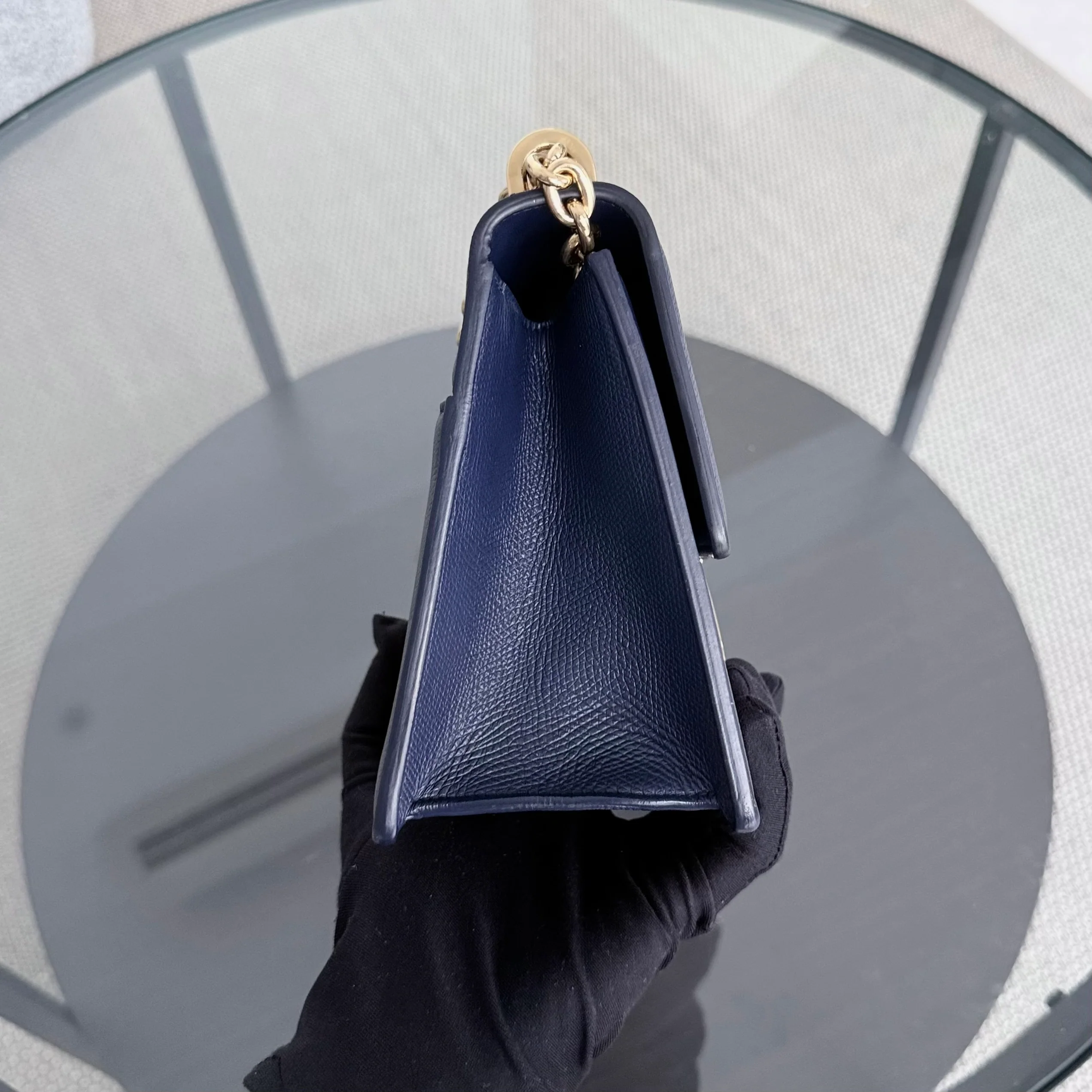 Dior 30 Montaigne Medium - Caviar Dark Blue Gold Hardware