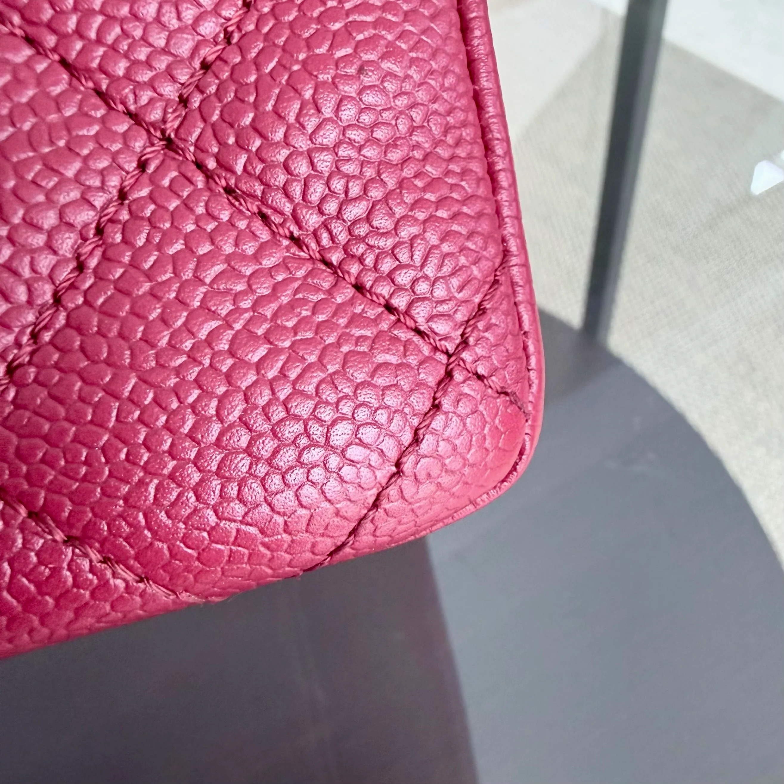 Chanel GST Grand Shopping Tote - Caviar Quilted Dark Red Silver Hardware
