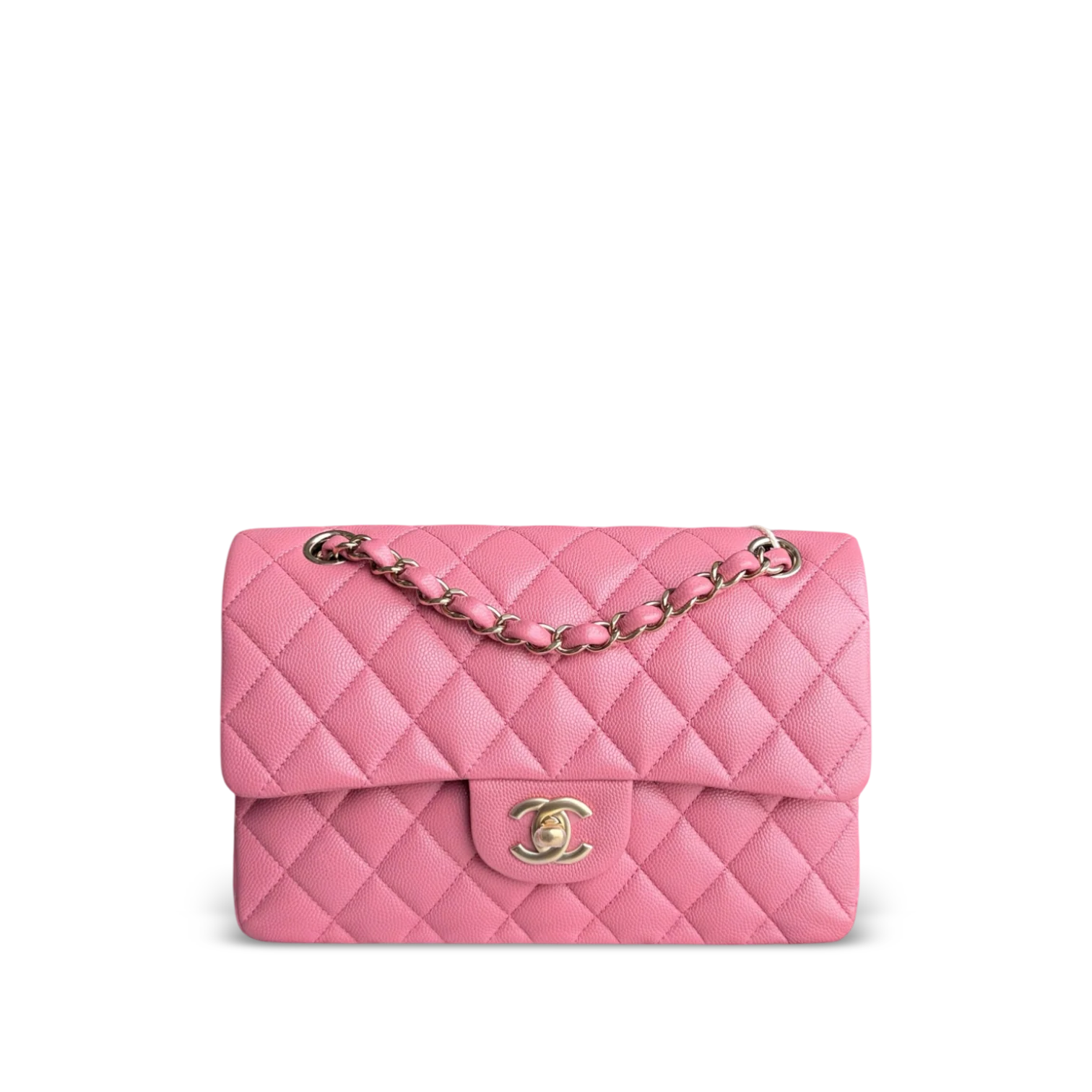 Chanel Classic Flap Small - Caviar 23CM Quilted Pink Gold Hardware Microchip