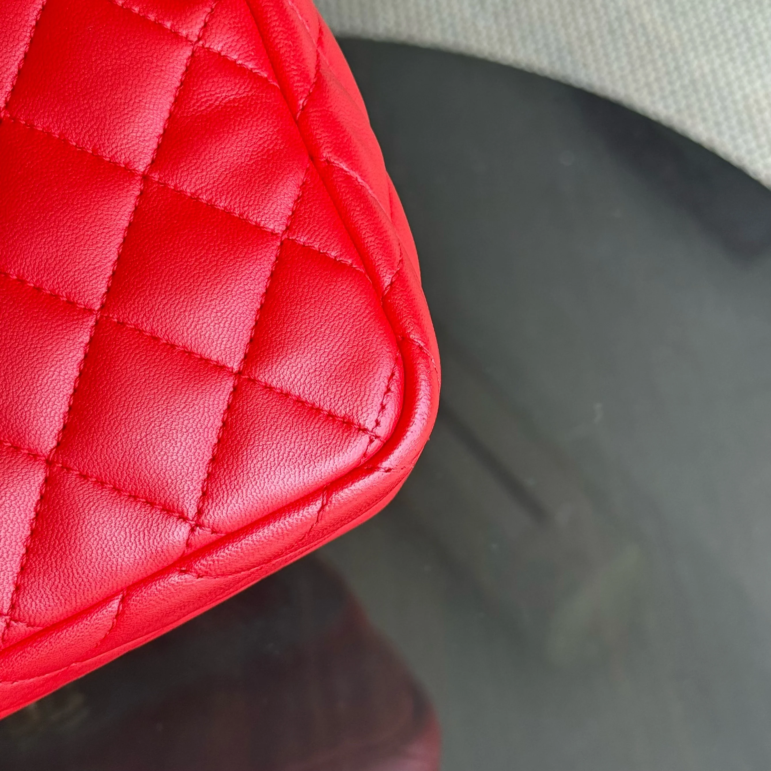 Chanel Seasonal Flap Two-Tone Quilted Lambskin Red Grey GHW No 23