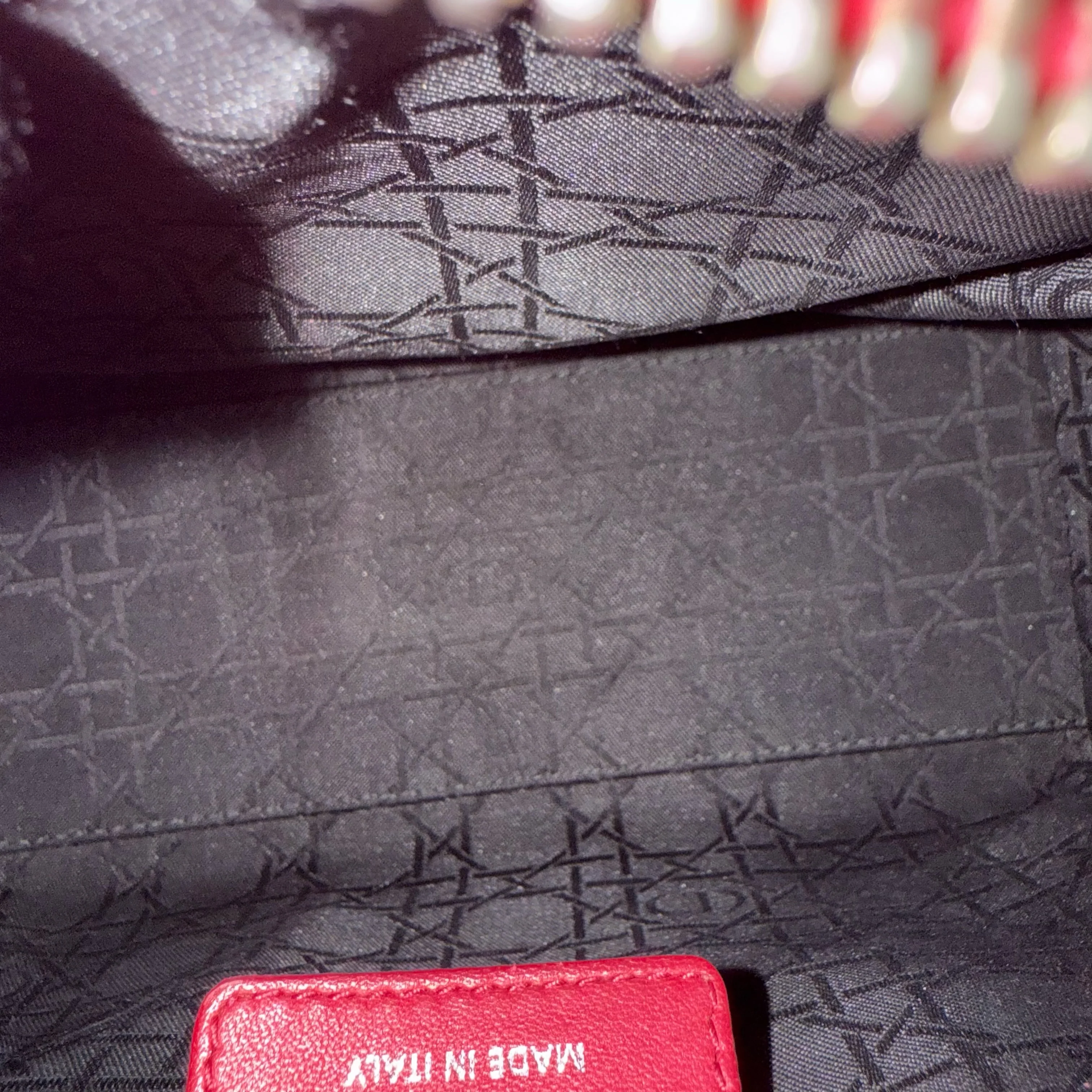 Dior Lady Medium - Cannage Lambskin Red Silver Hardware