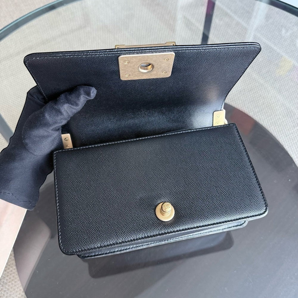 Chanel Boy Small - Caviar 20CM Quilted Black Gold Hardware Series 27