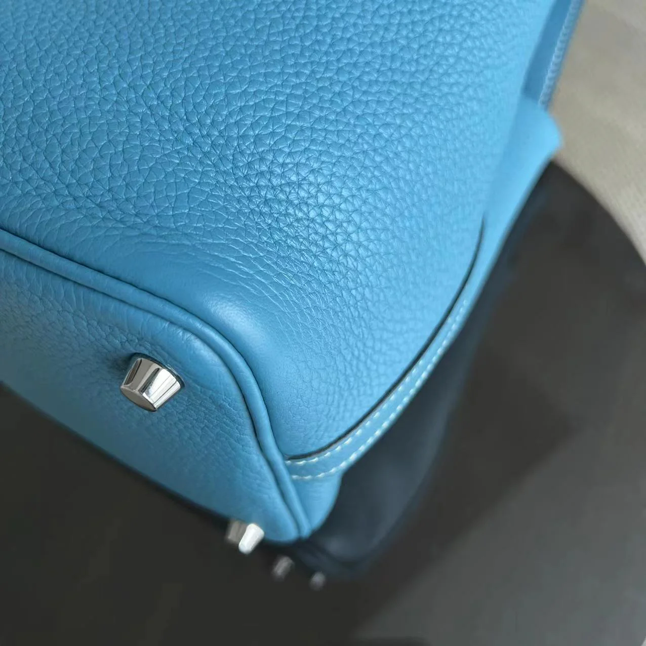 Hermes Picotin 18 - Blue Jean Mauve Pale Square R TC Clemence Silver Hardware