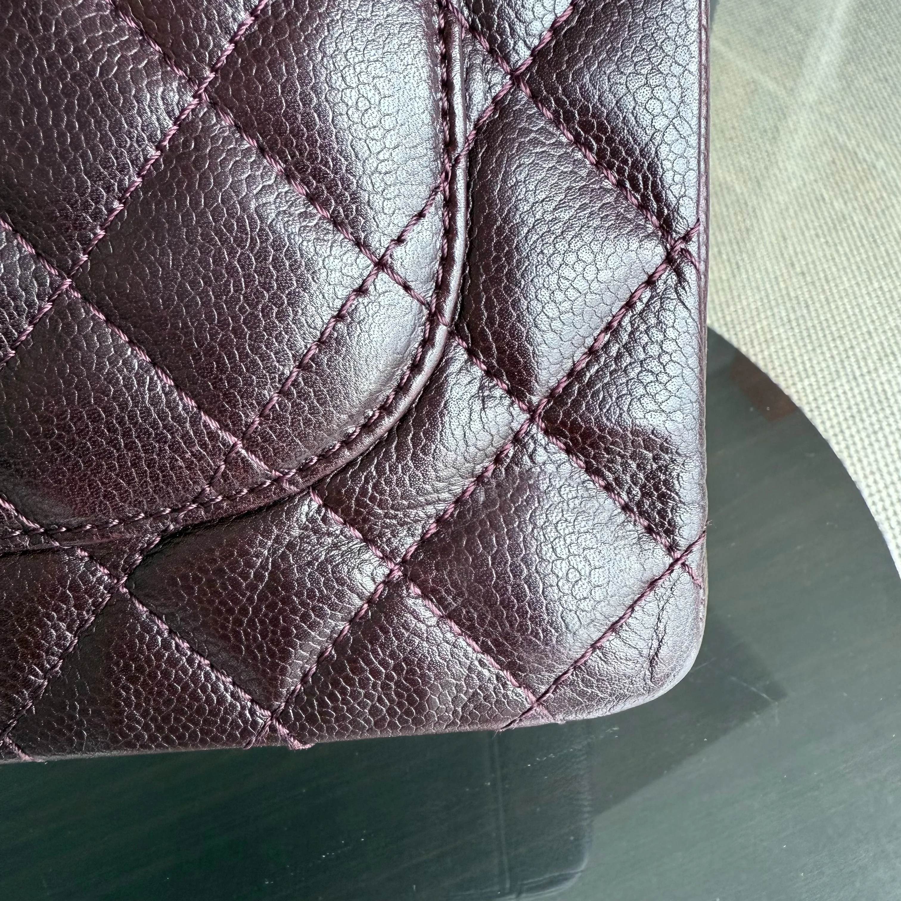 Chanel GST Grand Shopping Tote  - Caviar Quilted Burgundy Grained Calfskin Silver Hardware Series 11