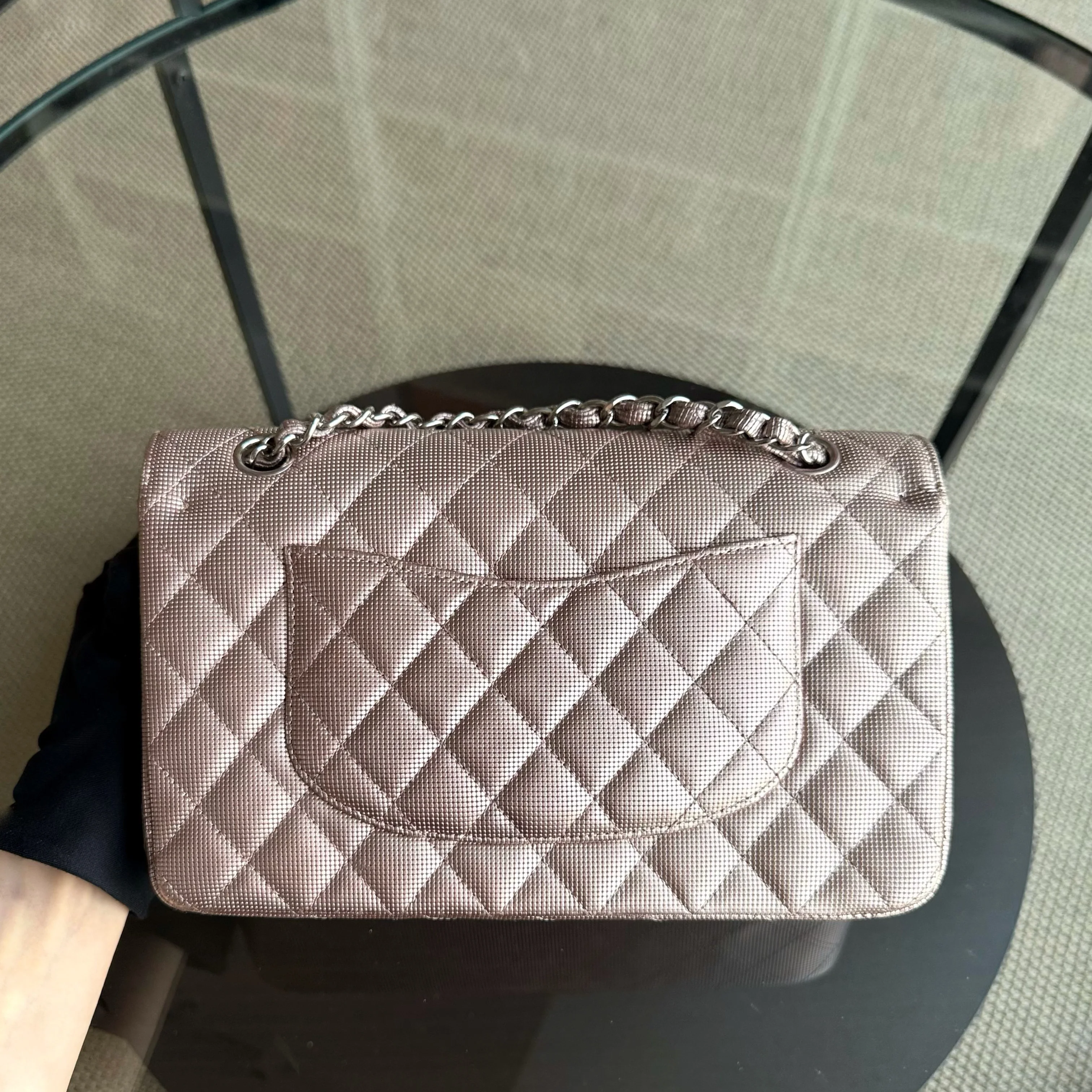 Chanel Classic Flap Medium - Pixelated Calfskin Metallic Pink Silver Hardware Series 21