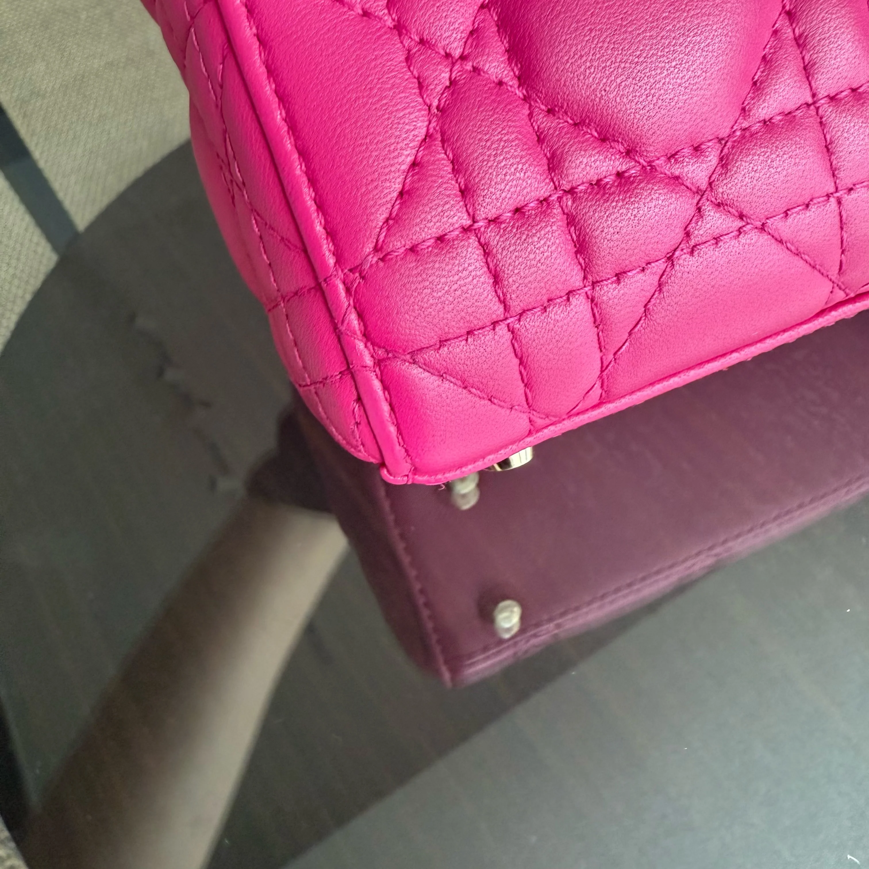 Dior Lady Mini - Cannage Lambskin Hot Pink Gold Hardware Adjustable Strap