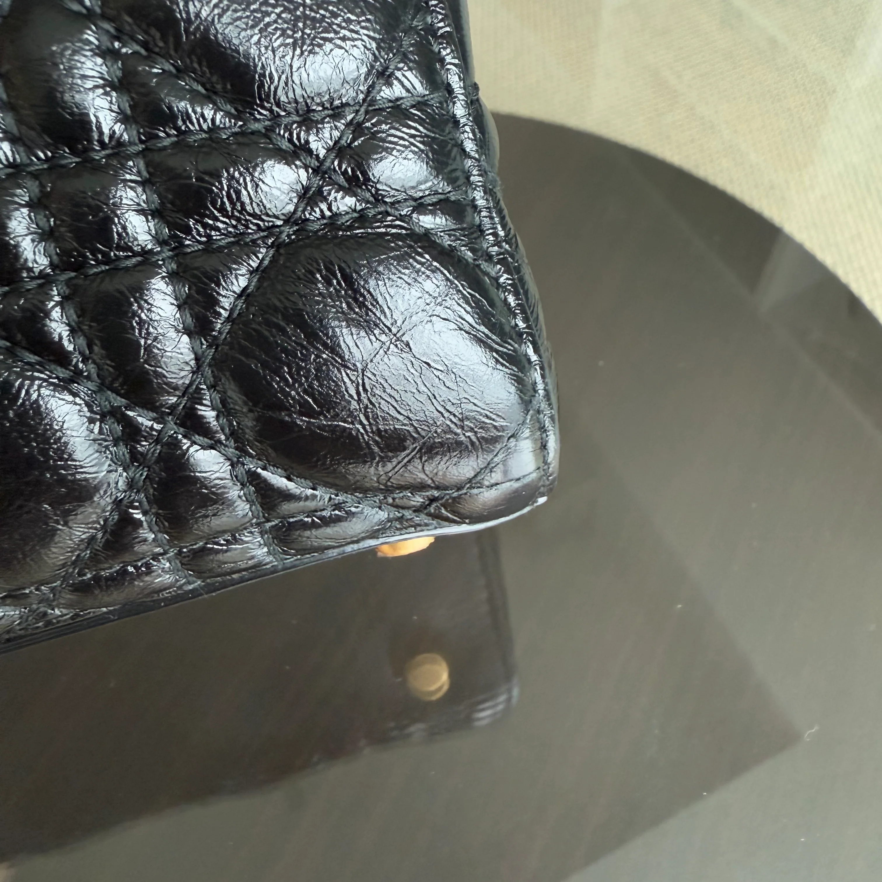 Dior Lady Small - Cannage Glazed Calfskin Black Gold Hardware