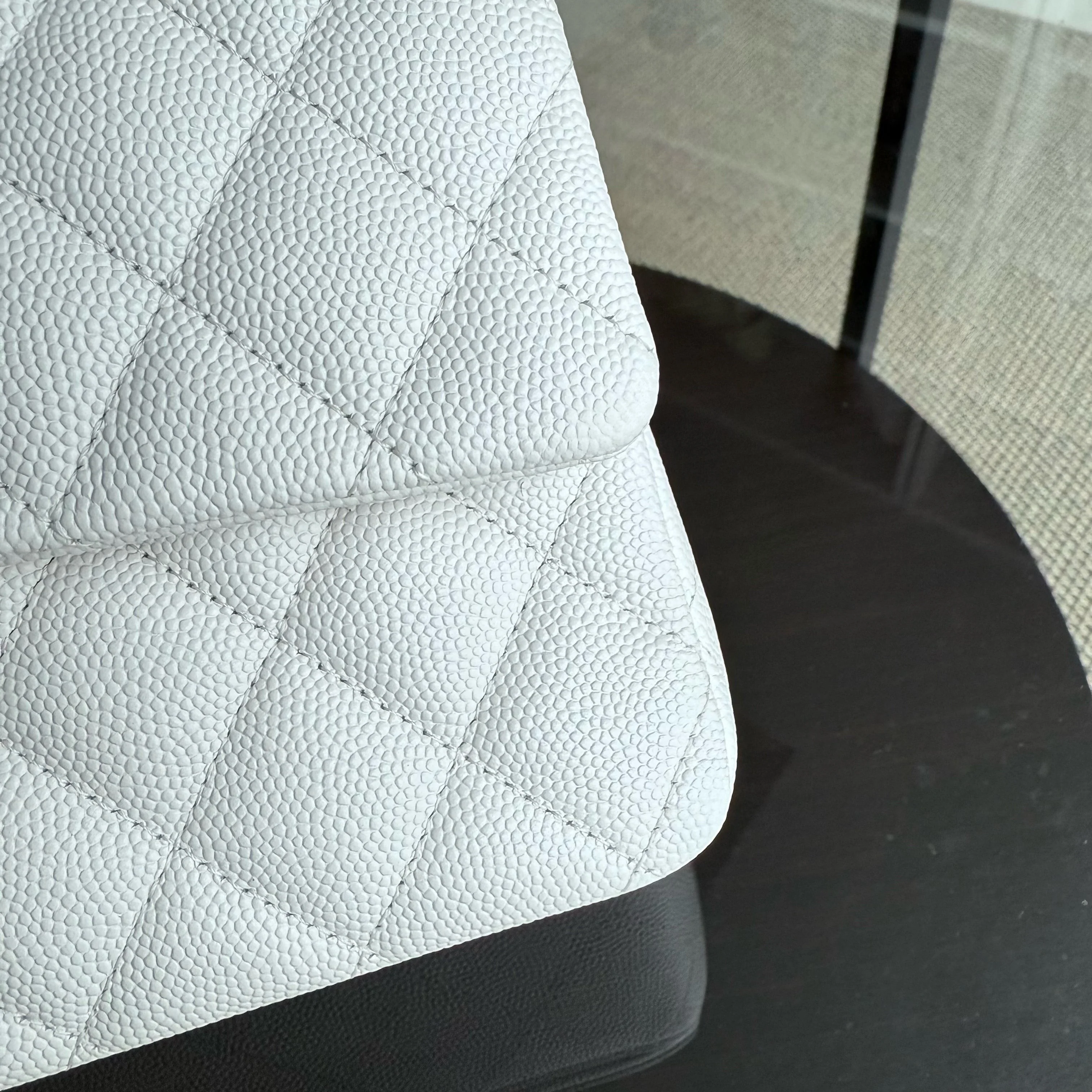 Chanel Classic Flap Medium - Caviar 25CM Quilted Snow White Gold Hardware Microchip