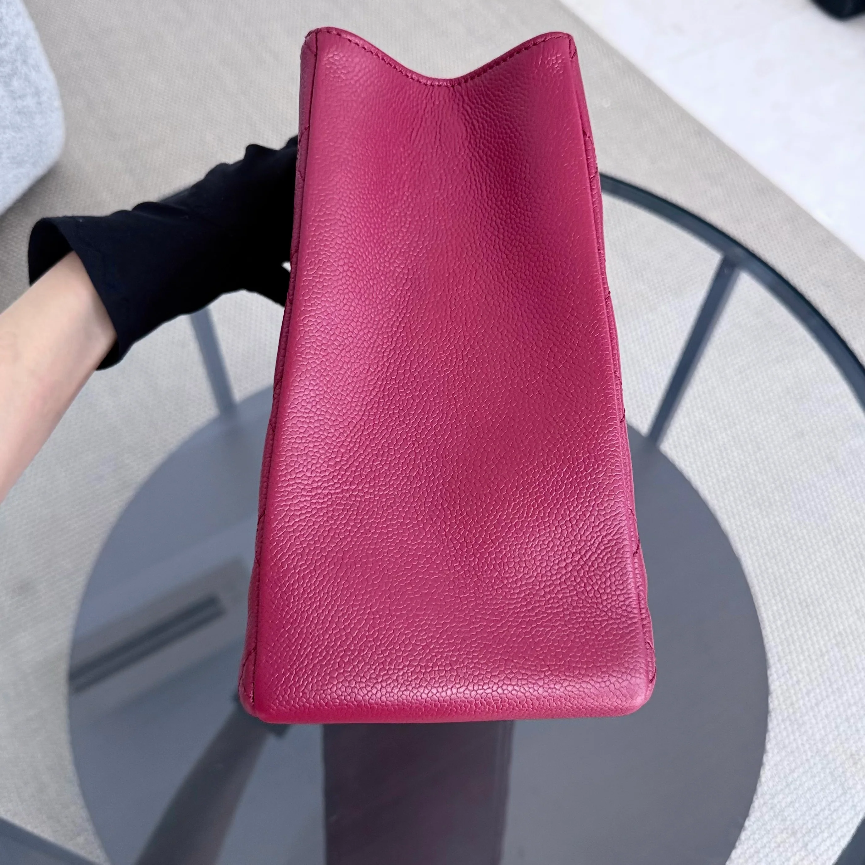 Chanel GST Grand Shopping Tote - Caviar Quilted Dark Red Silver Hardware