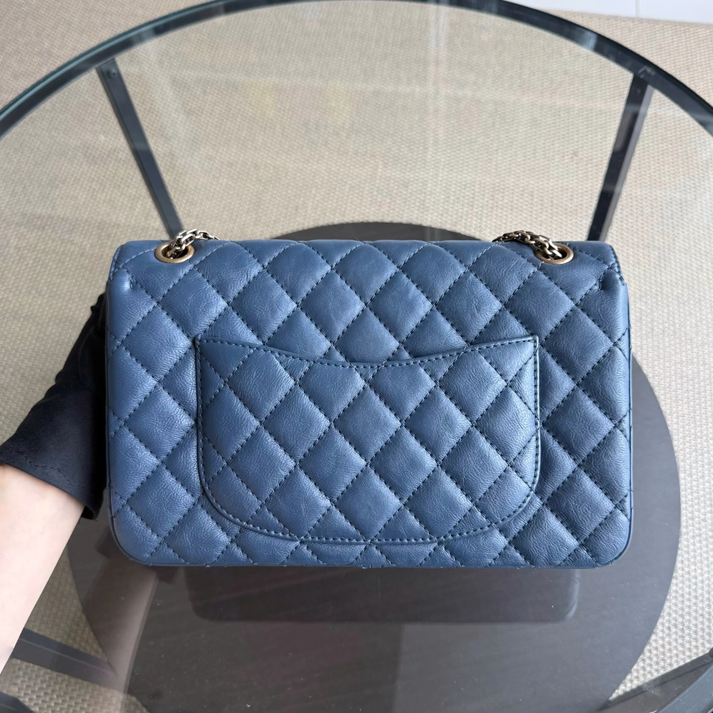 Chanel 2.55 Reissue 226 - Quilted Grained Calfskin Blue Gold Hardware Series 23