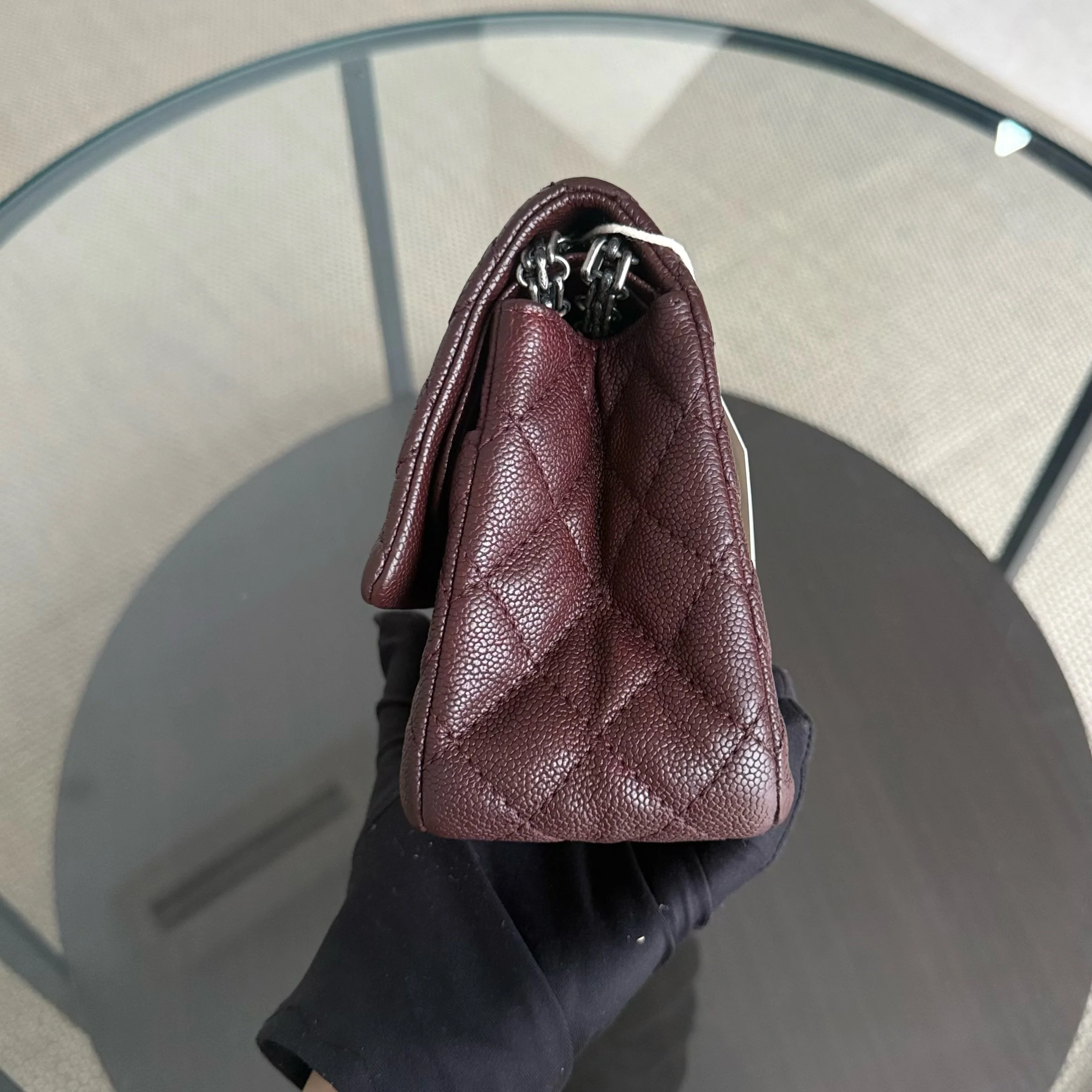 Chanel 2.55 Reissue 225 - 24CM Quilted Caviar Burgundy Brown Ruthenium Silver Hardware Series 16