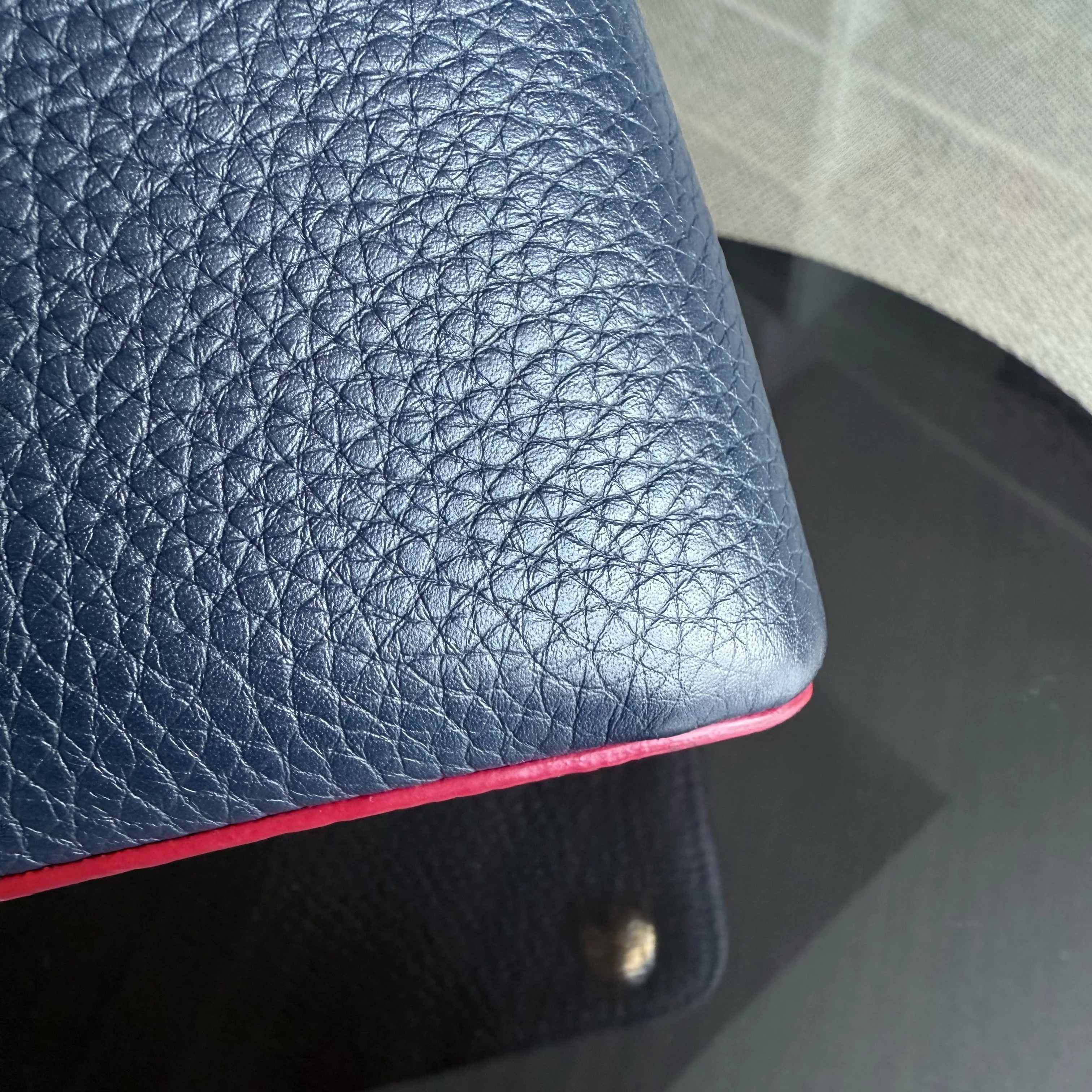 Louis Vuitton Capucines BB - Grained Calfskin Dark Blue Fuchsia Gold Hardware