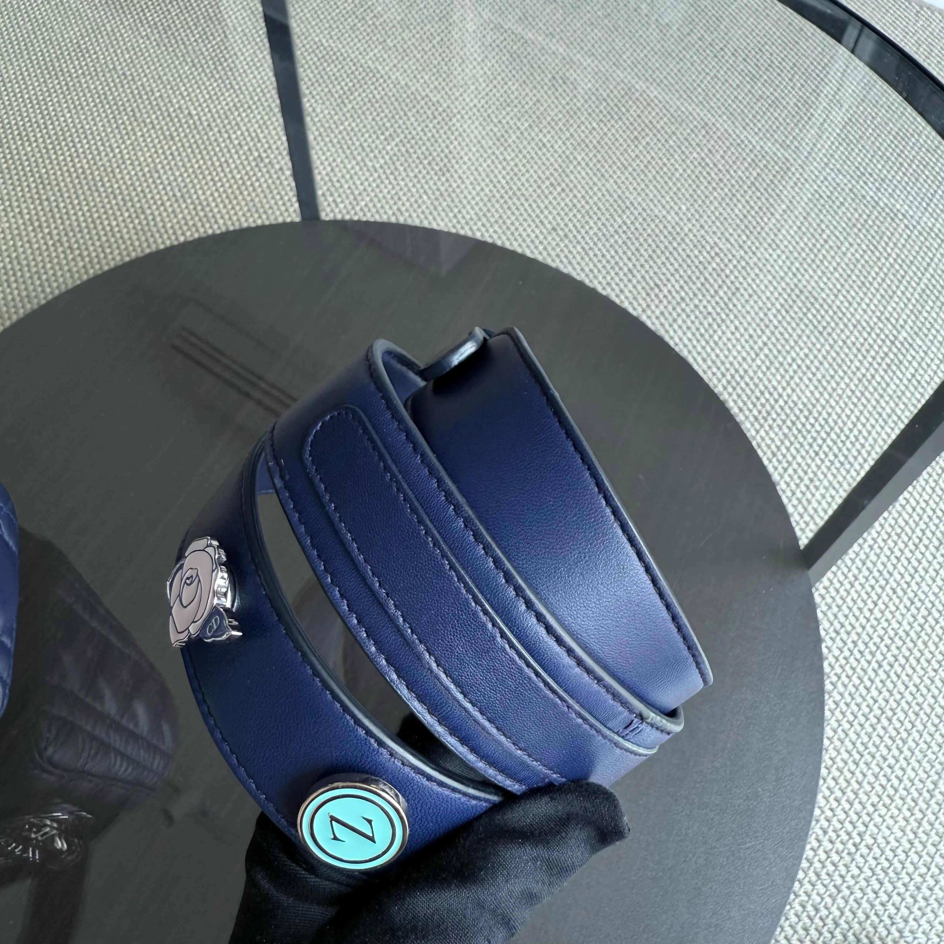 Dior Lady Small Flap - Cannage Lambskin Dark Blue Silver Hardware