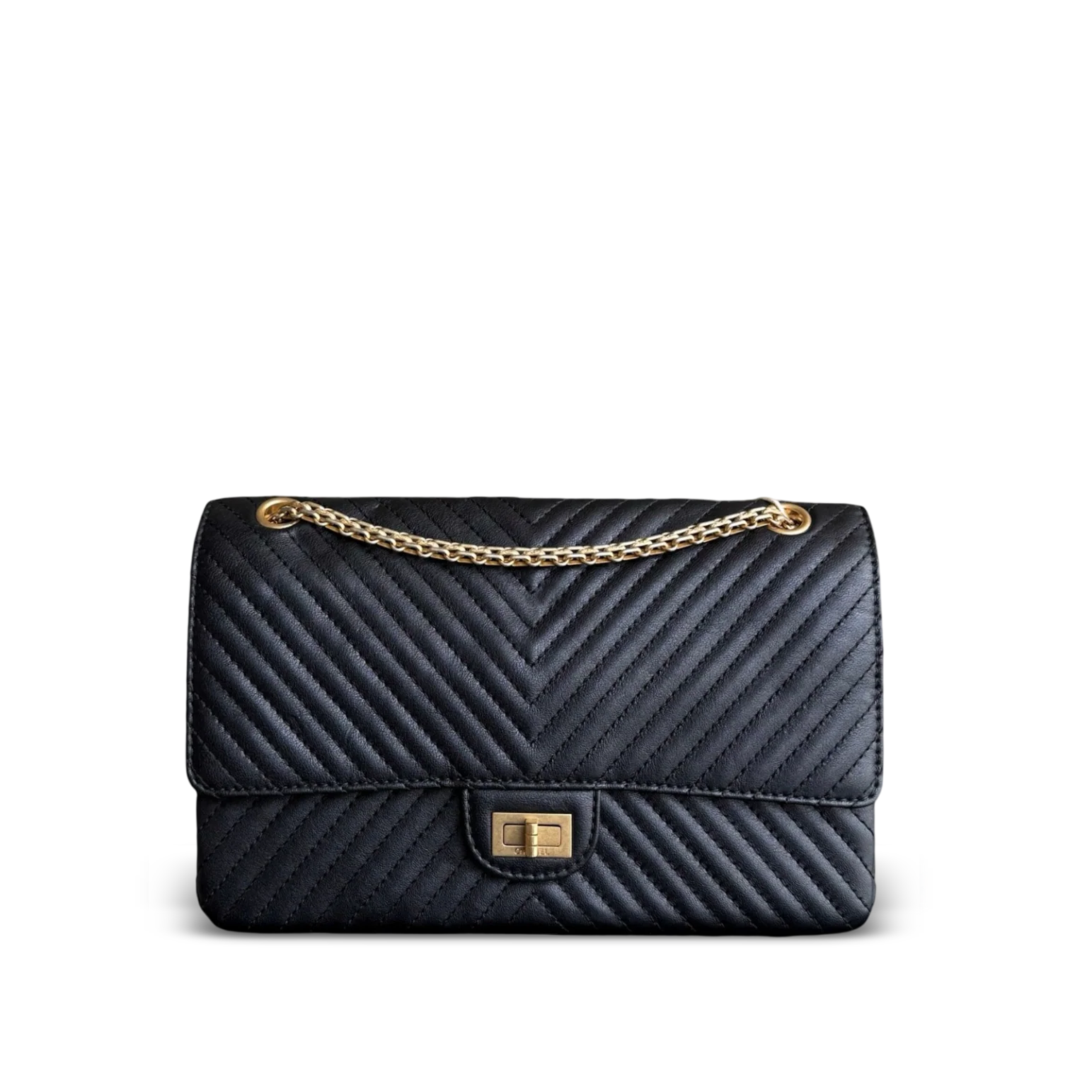 Chanel 2.55 Reissue 226 - 28CM Chevron Aged Calfskin Black Gold Hardware Series 23