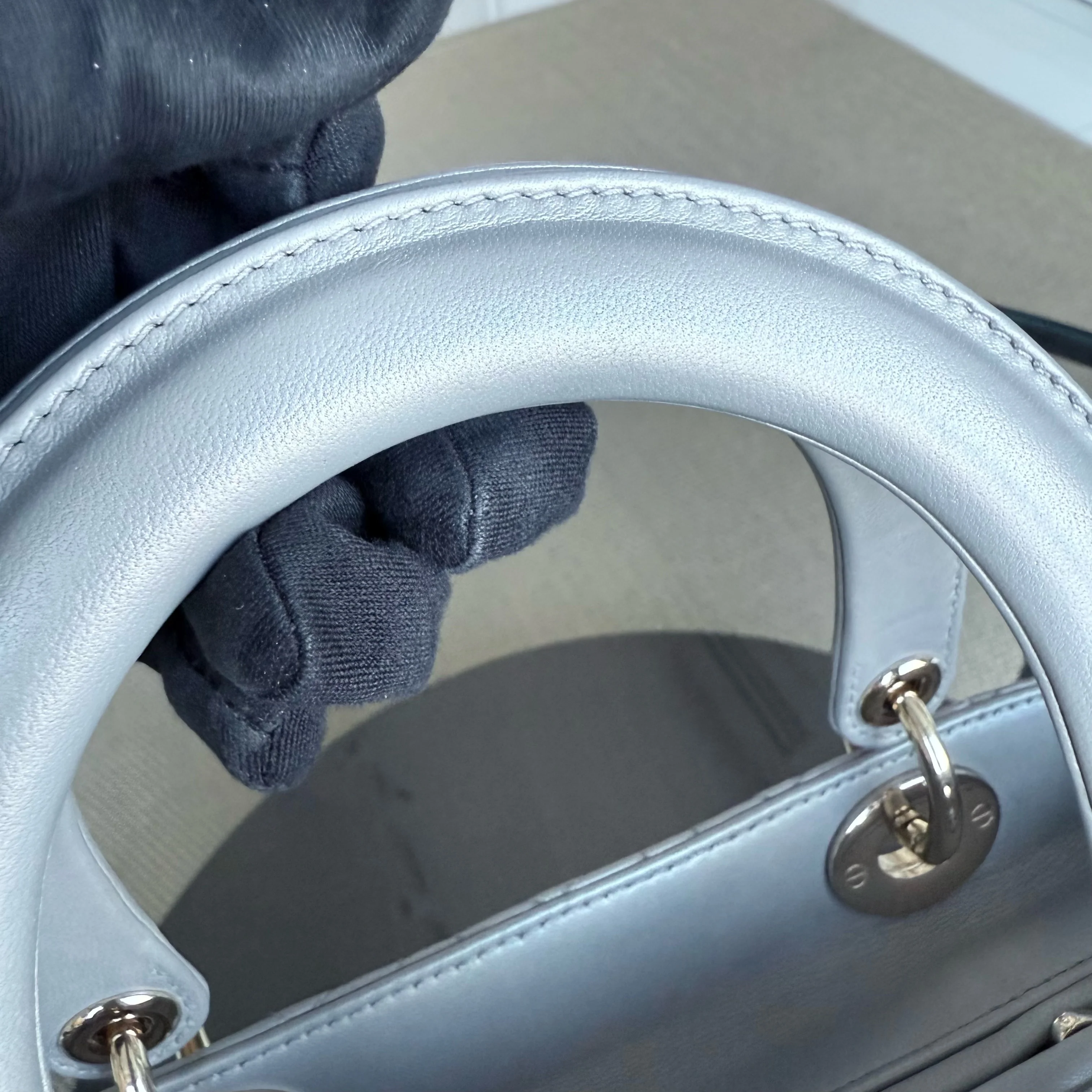 Dior Lady Medium - Canange Lambskin Gray Gold Hardware