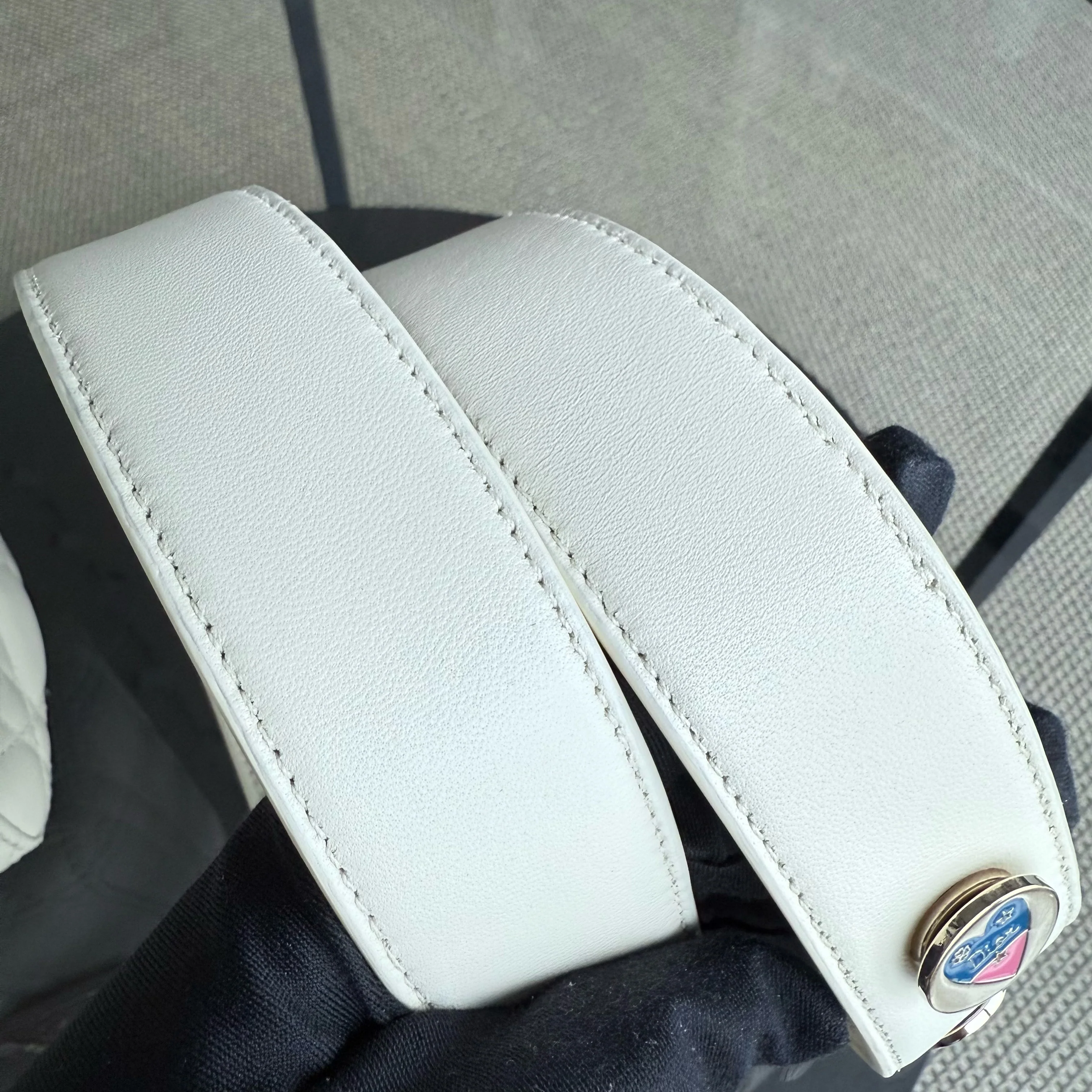 Dior Lady Small - Cannage Lambskin White Gold Hardware