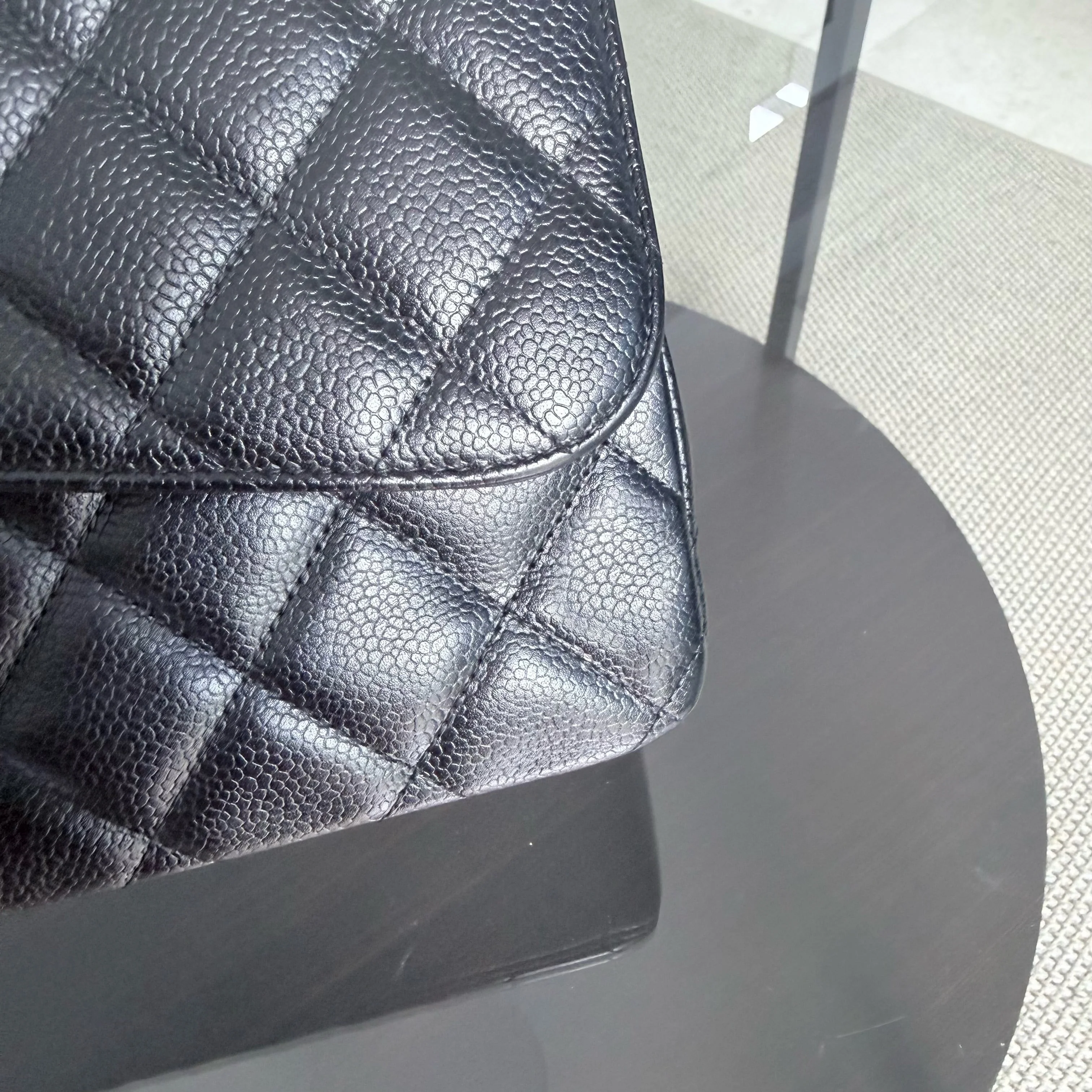Chanel Classic Flap Jumbo - Caviar 30CM Single Flap Quilted Black Silver Hardware