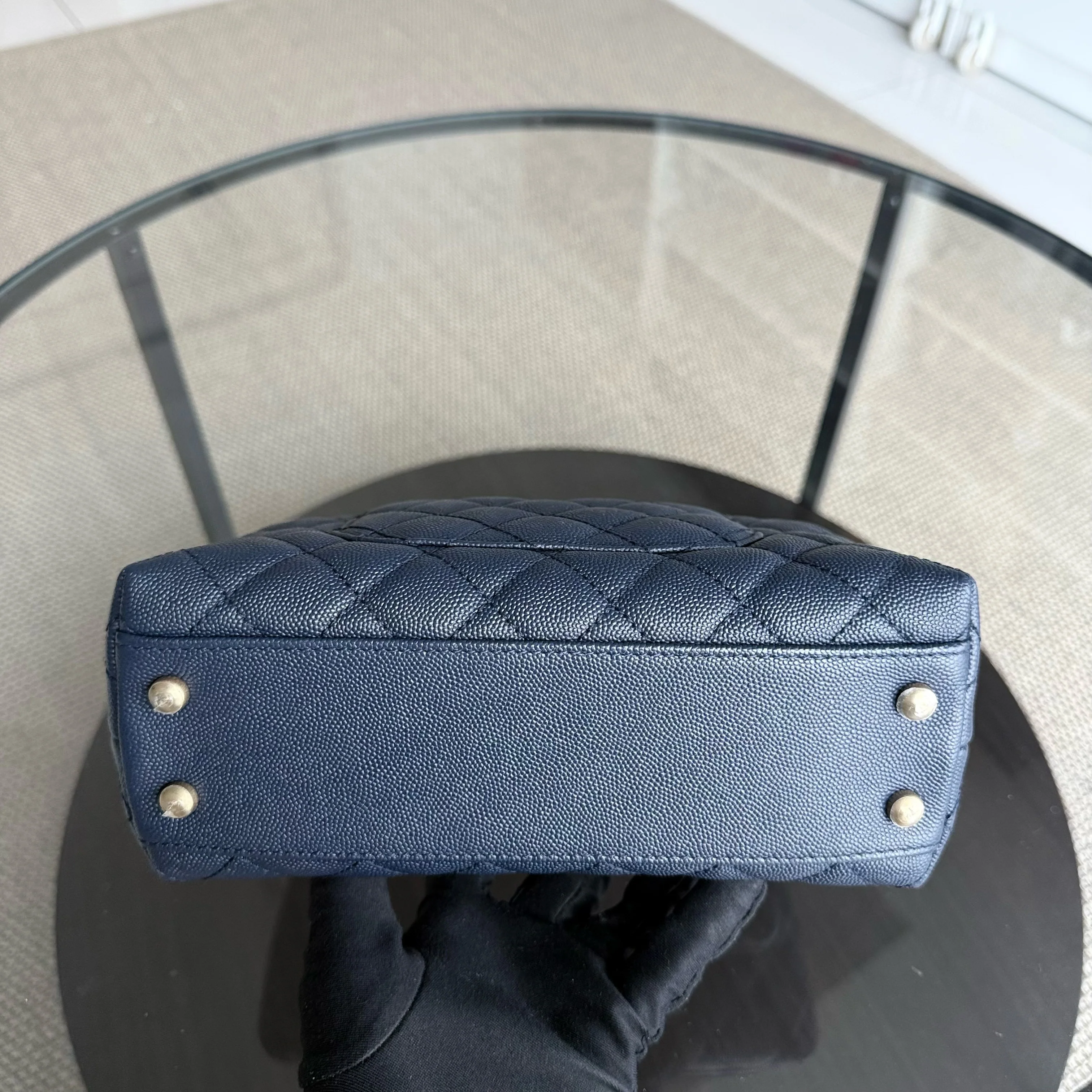 Chanel Coco Handle Small - Caviar Quilted Grained Calfskin Dark Blue Gold Hardware Series 24