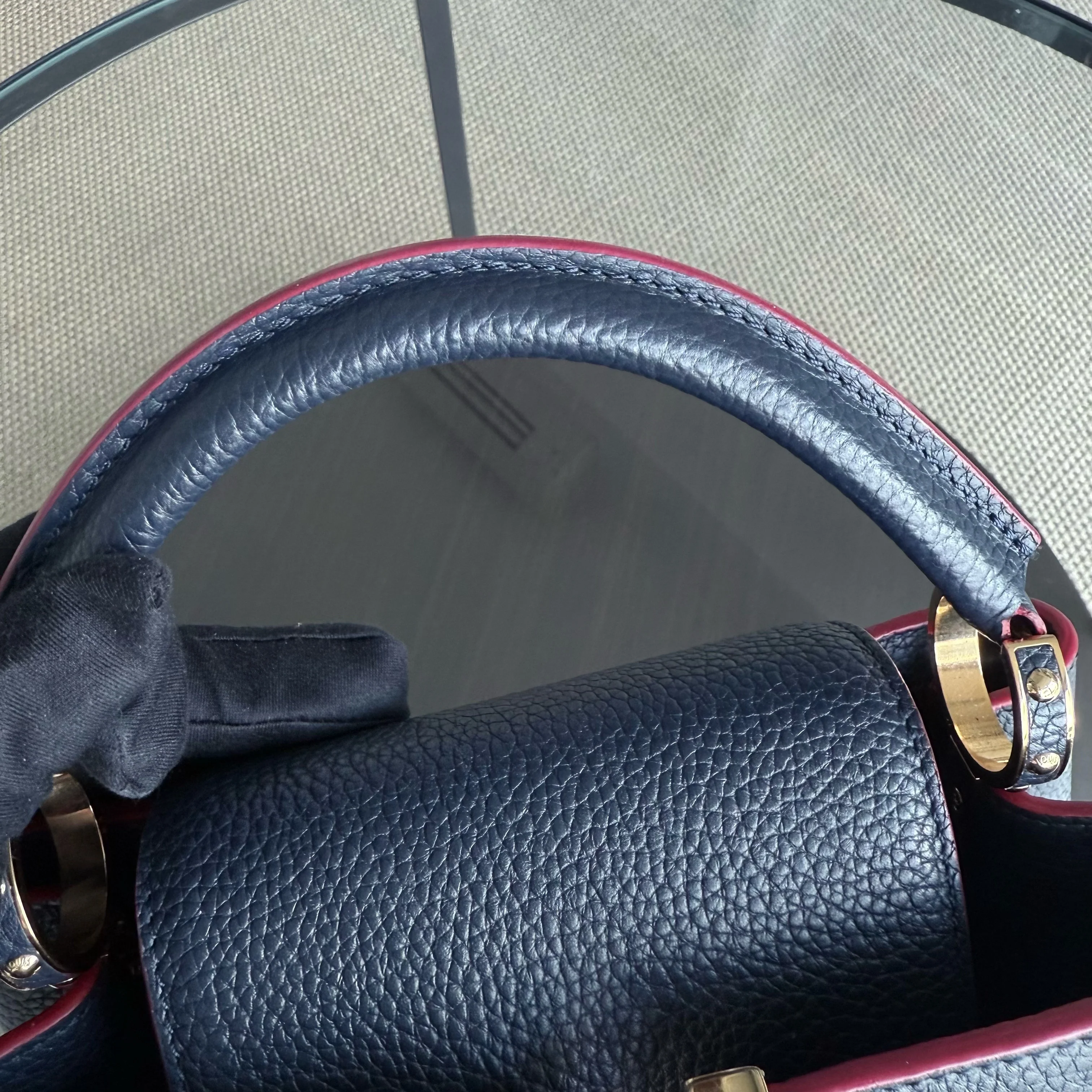 Louis Vuitton Capucines BB - Grained Calfskin Dark Blue Fuchsia Gold Hardware