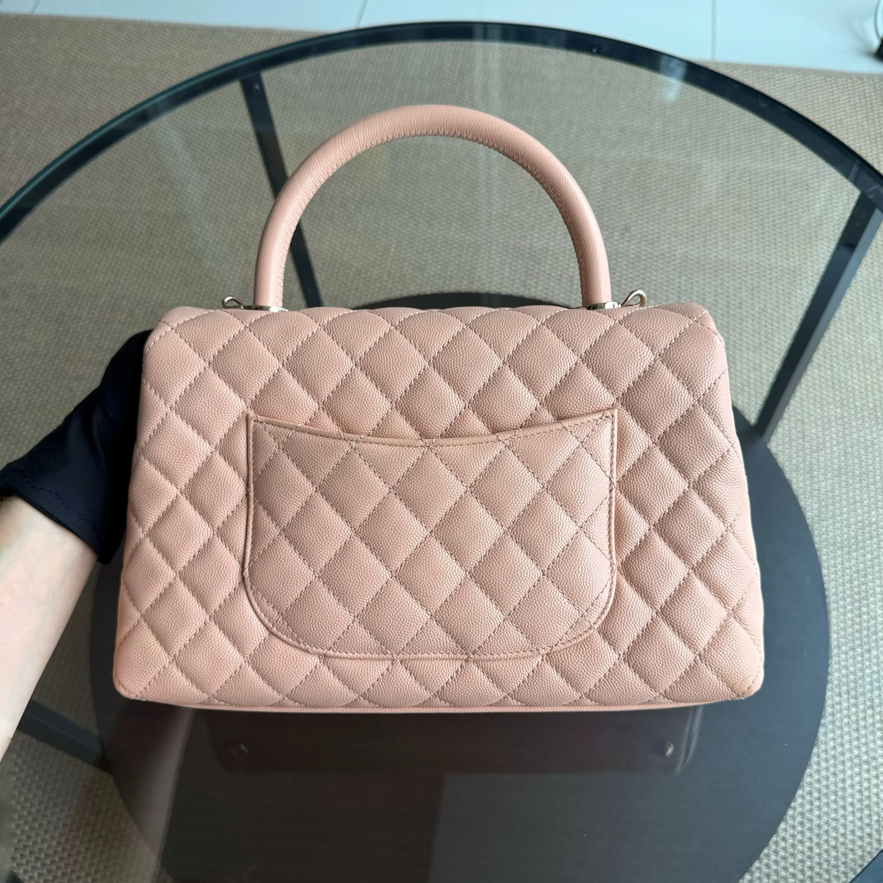 Chanel Coco Handle Medium - Caviar Quilted Grained Calfskin Beige Gold Hardware Series 31