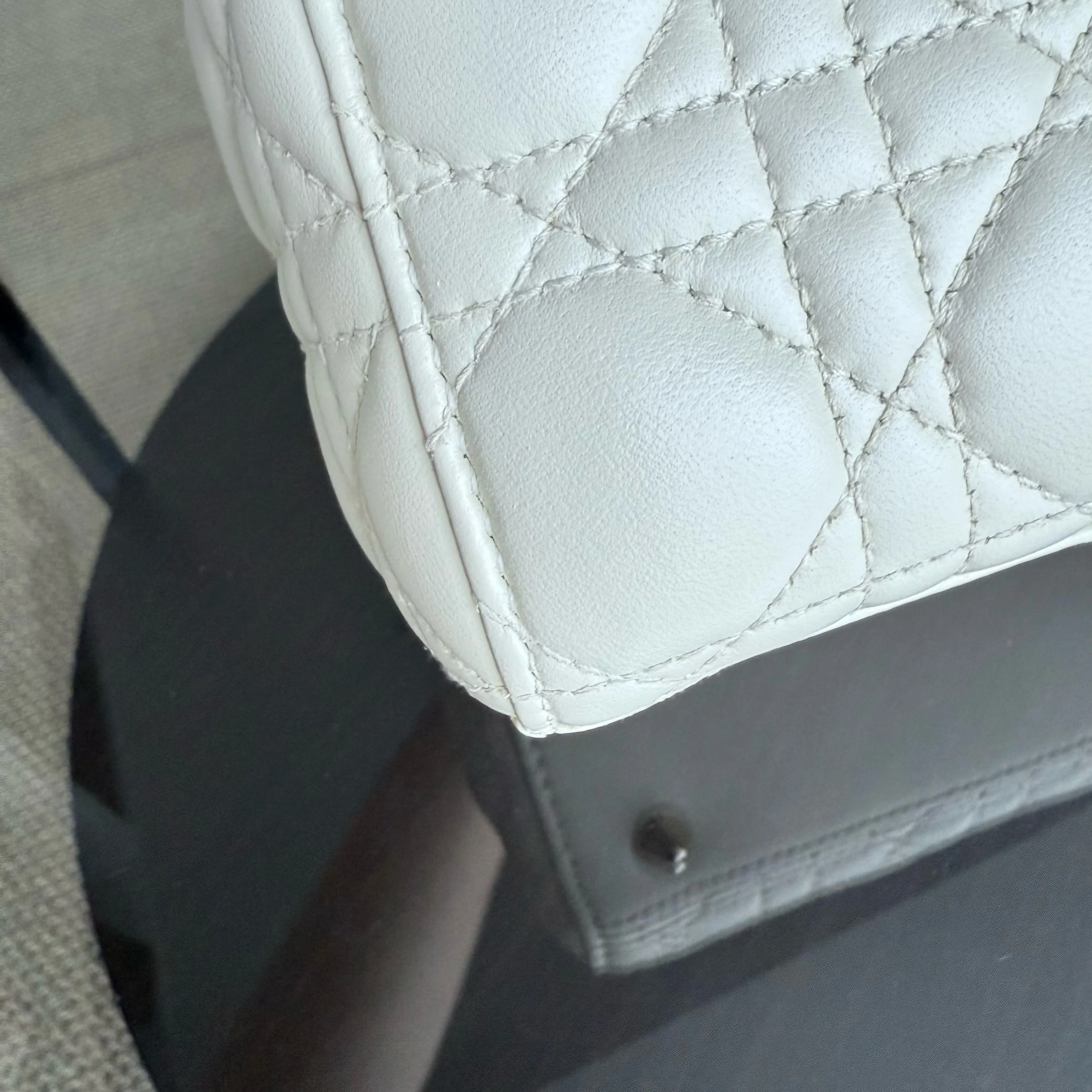 Dior Lady Small - Cannage Lambskin White Gold Hardware