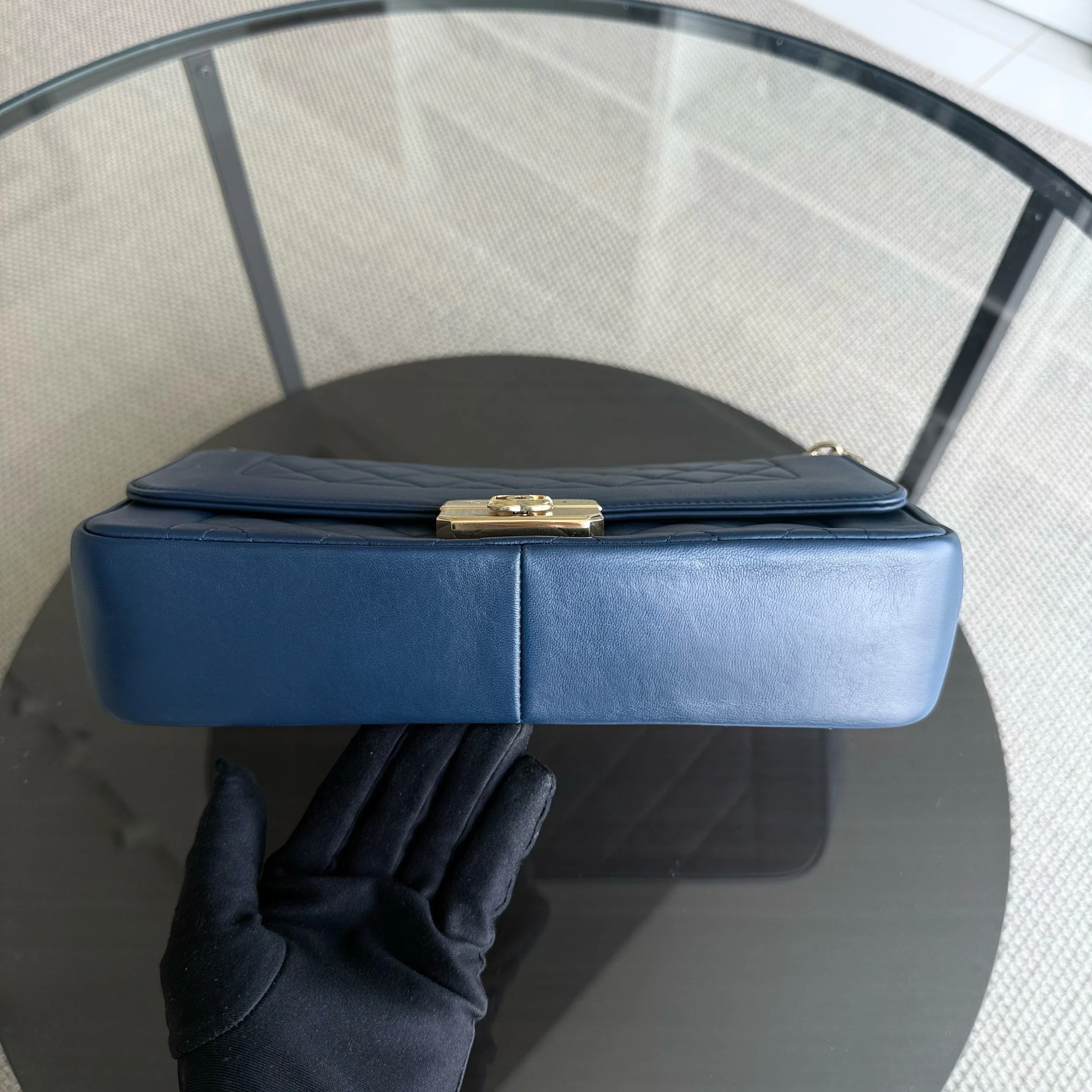 Chanel Chic With Me Medium - Lambskin Quilted 25CM Navy Blue Gold Hardware Series 18