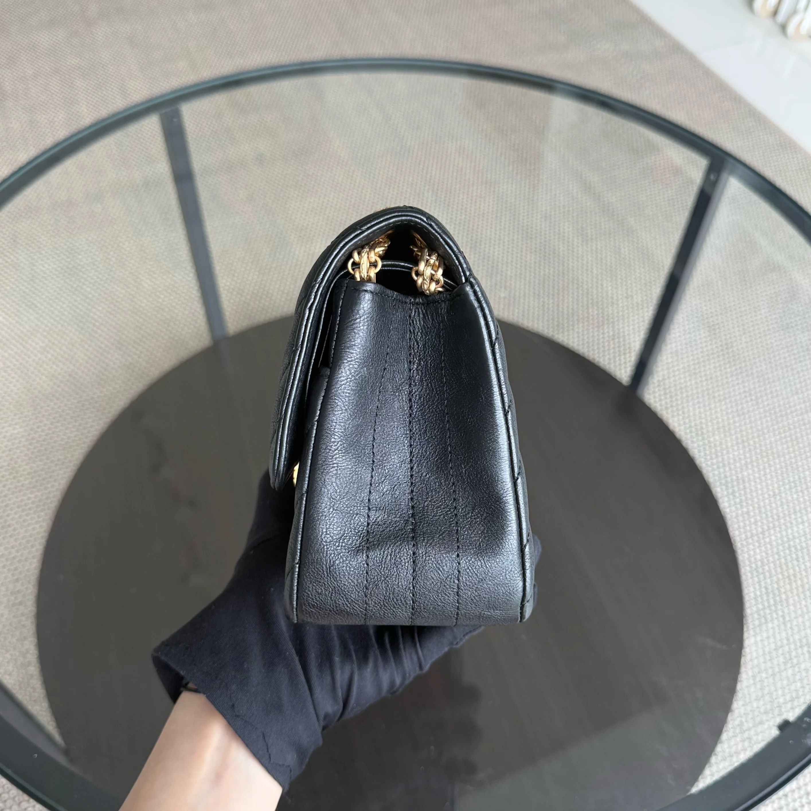 Chanel 2.55 Reissue 225 - 24CM Caviar Grained Calfskin Quilted Black Chevron Gold Hardware Series 27