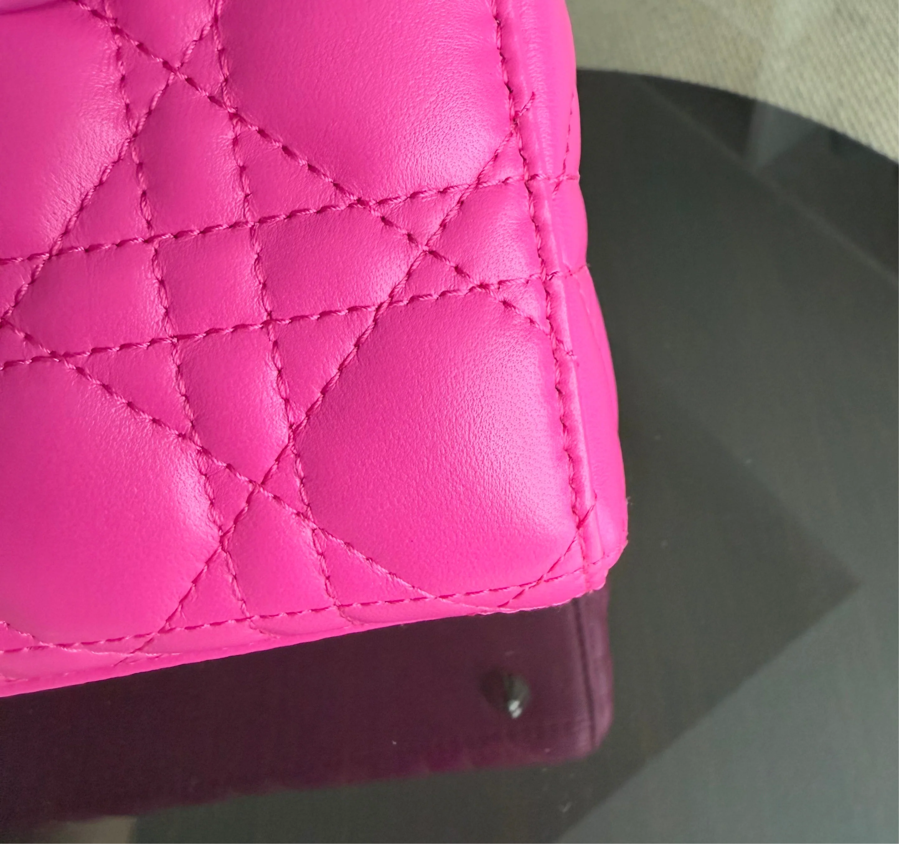 Dior Lady Small - Cannage Lambskin Barbie Pink Silver Hardware