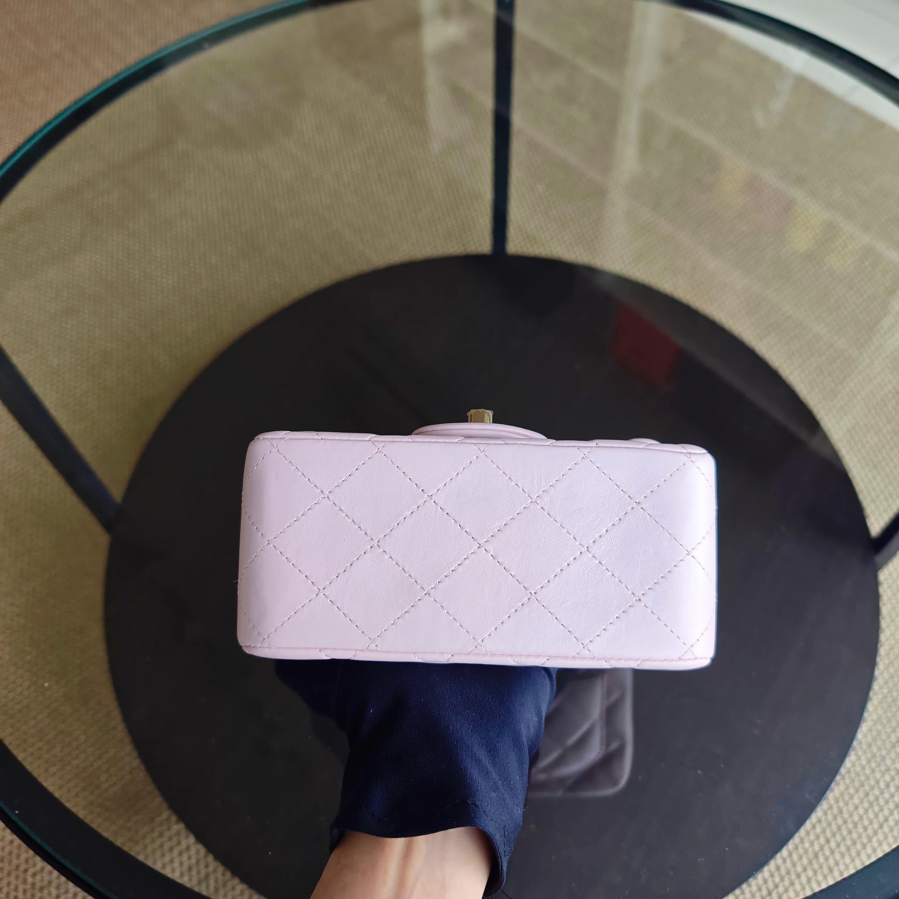 Chanel Classic Flap Mini Square - 17CM Quilted Lambskin Light Pink Gold Hardware Series 23