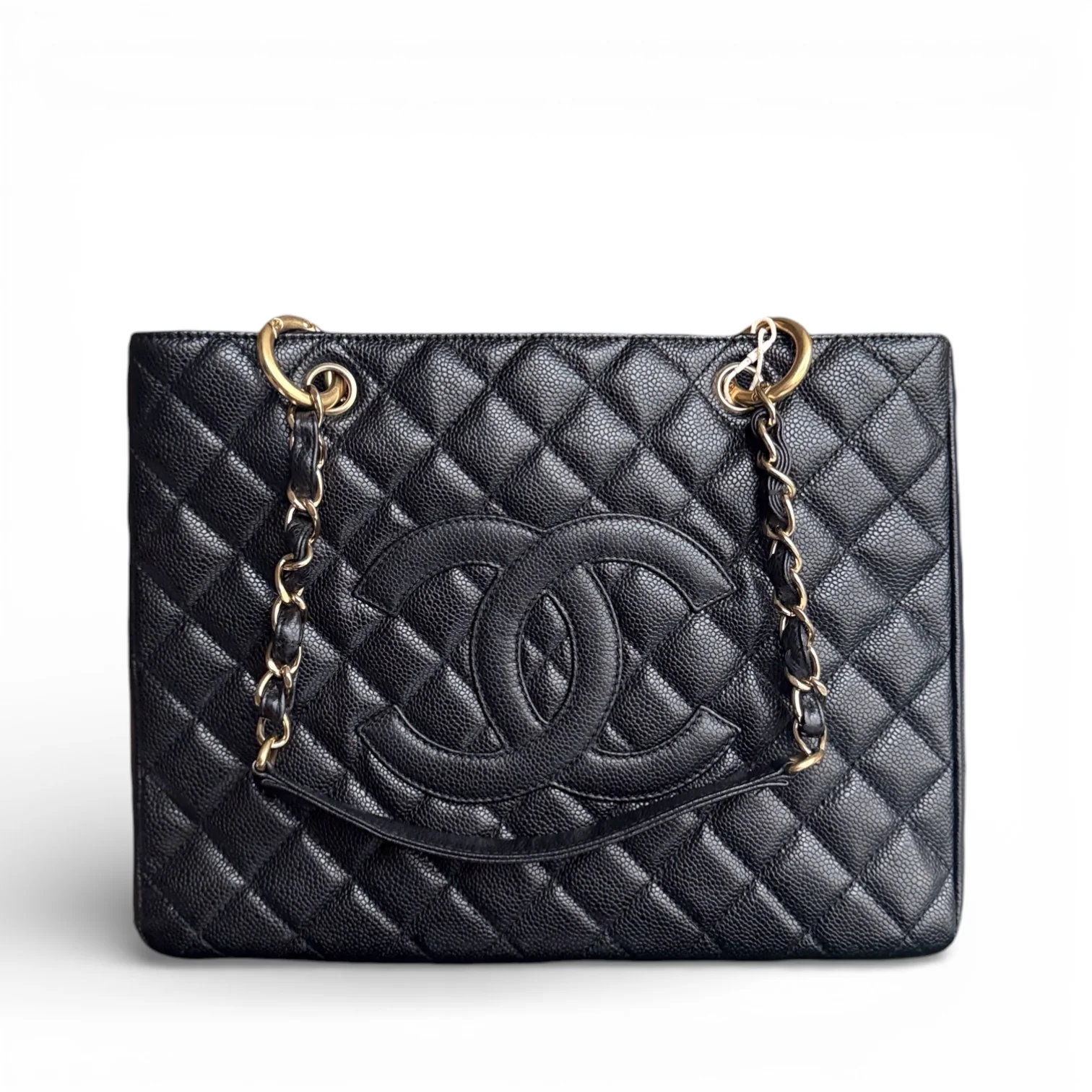 Chanel GST Grand Shopping Tote - Caviar Quilted Black Gold Hardware Series 12