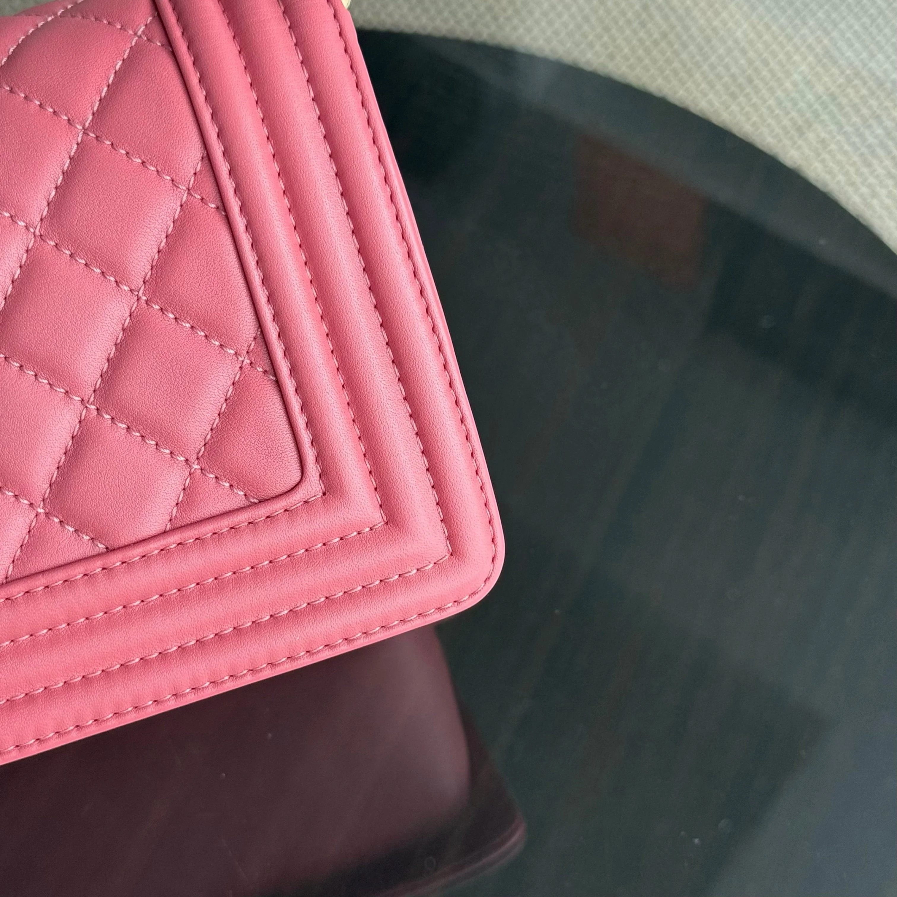 Chanel Boy Small - 20CM Quilted Calfskin Pink Gold Hardware Series 28