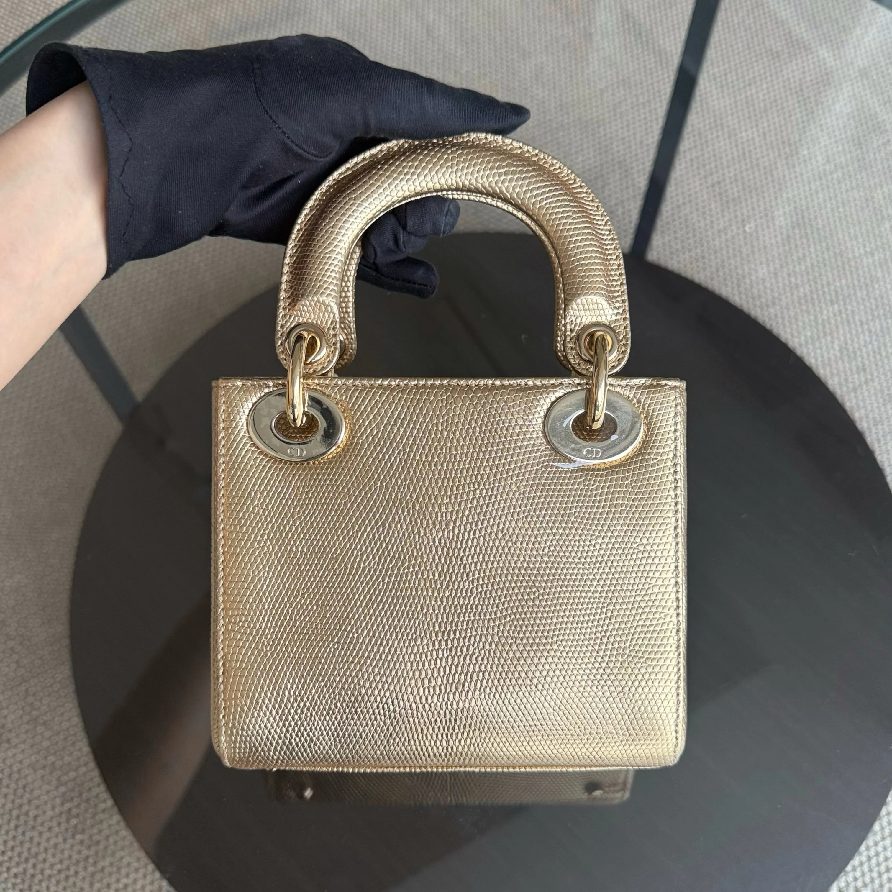 Dior Lady Mini - Exotic Lizard Gold Gold Hardware