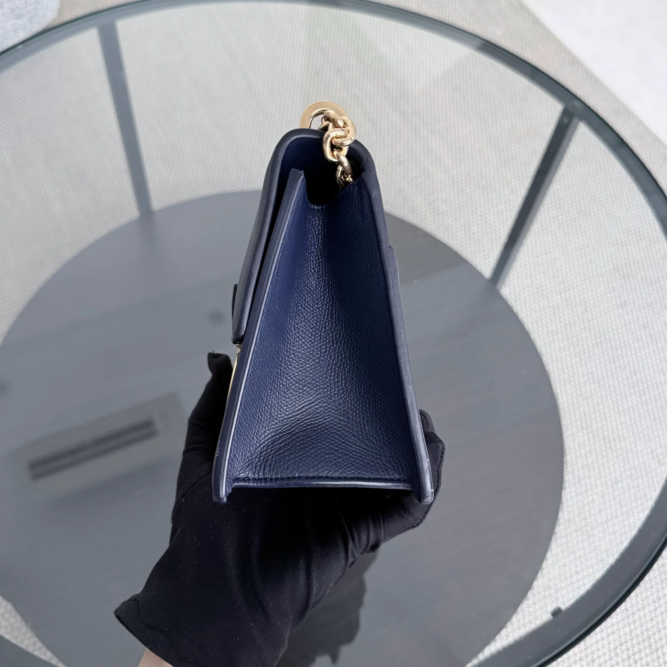 Dior 30 Montaigne Medium - Caviar Dark Blue Gold Hardware