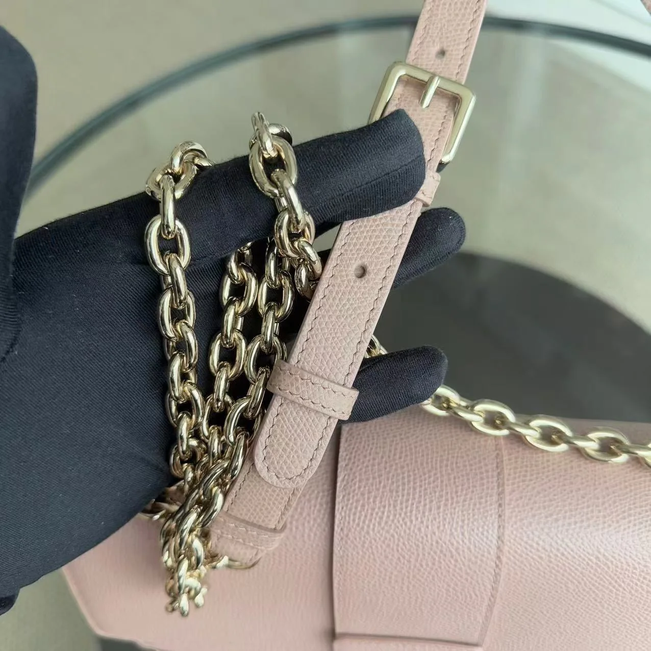 Dior 30 Montaigne Chain Bag - Caviar Grained Calfskin Nude Pink Gold Hardware