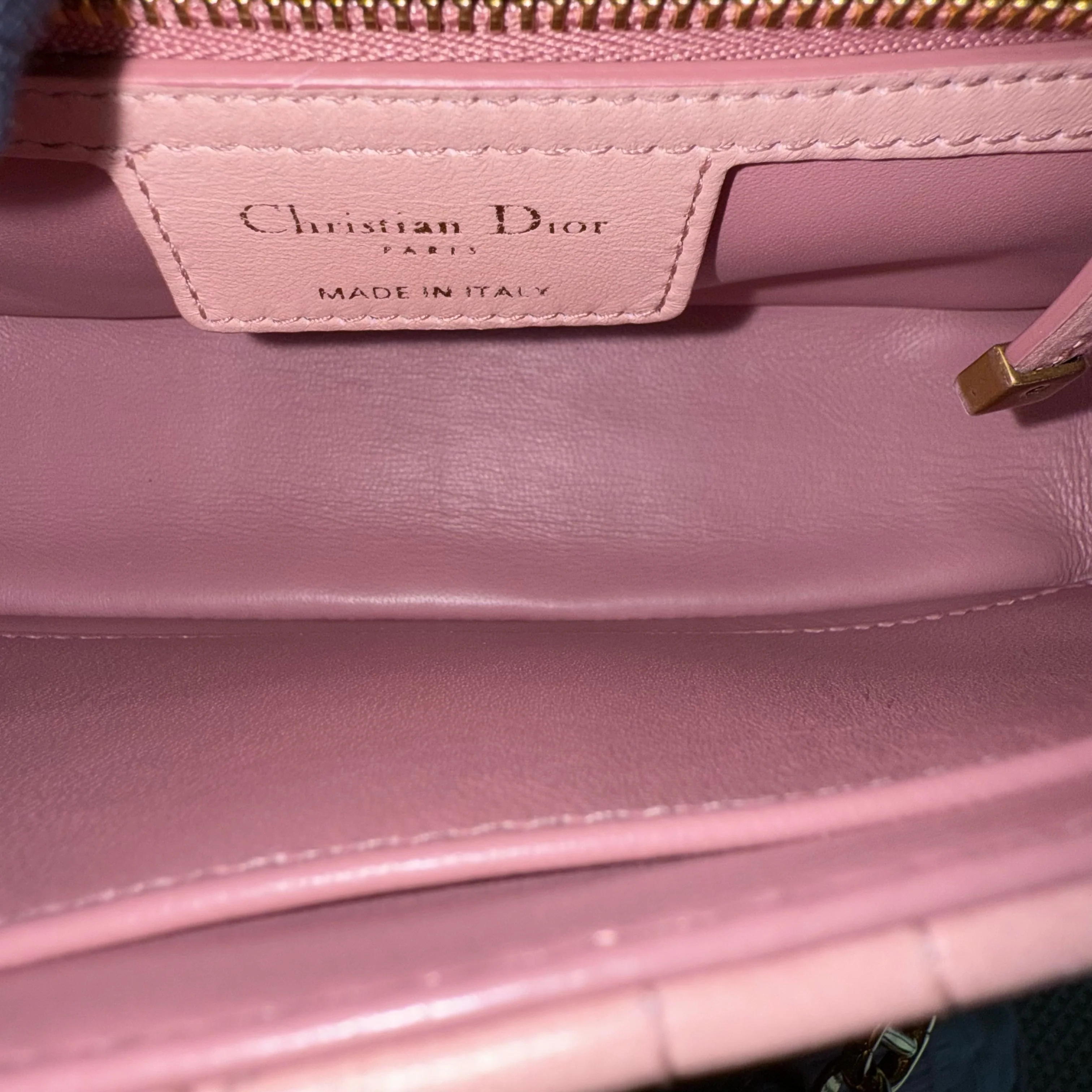 Dior Caro Small - Cannage Calfskin Bicolor Pink Gold Hardware 20CM