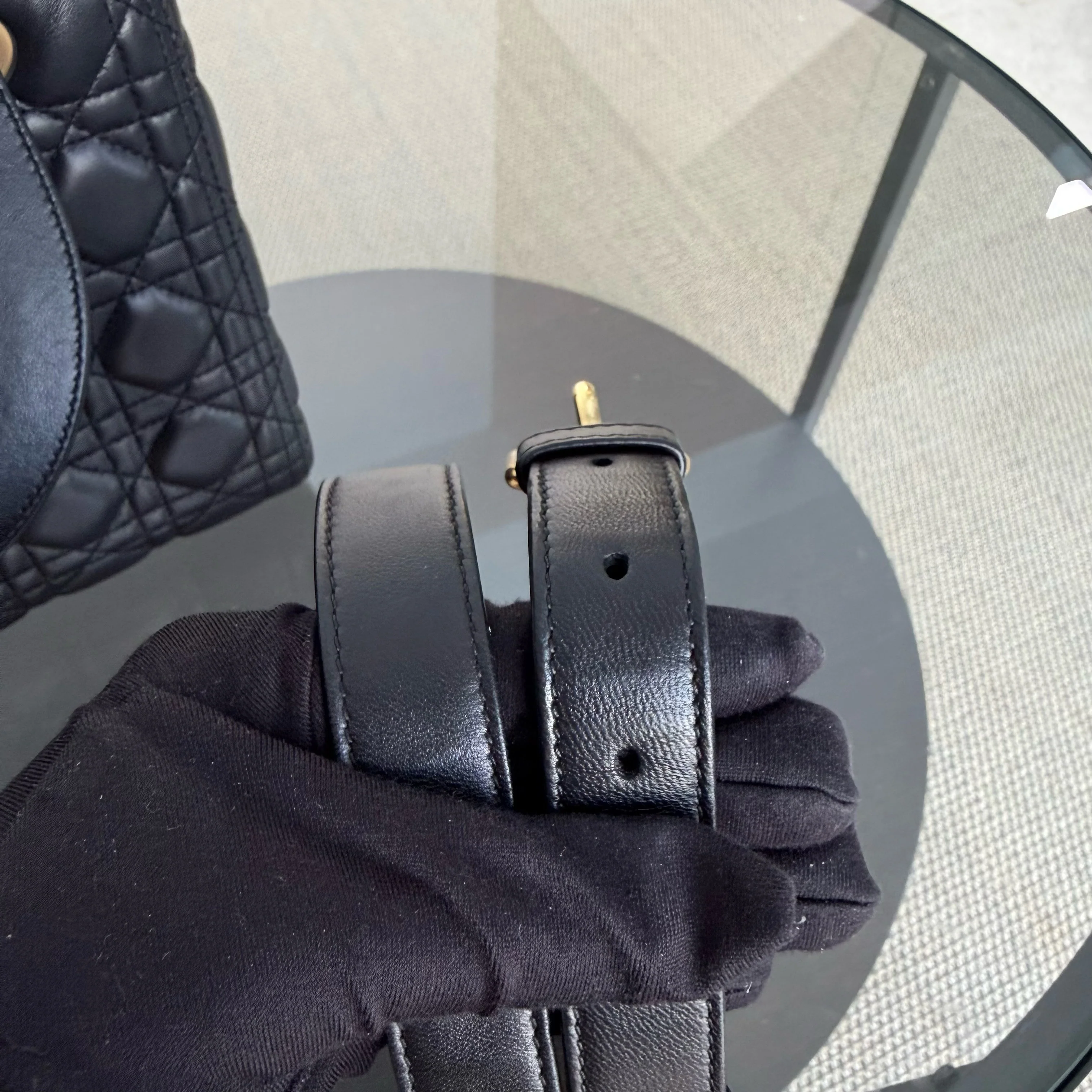 Dior Lady Medium - Cannage Lambskin Black Gold Hardware Adjustable Strap