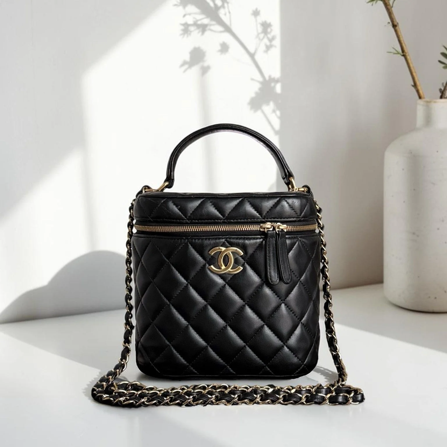 Chanel Trendy CC Vanity Black Lambskin Gold Hardware Microchip