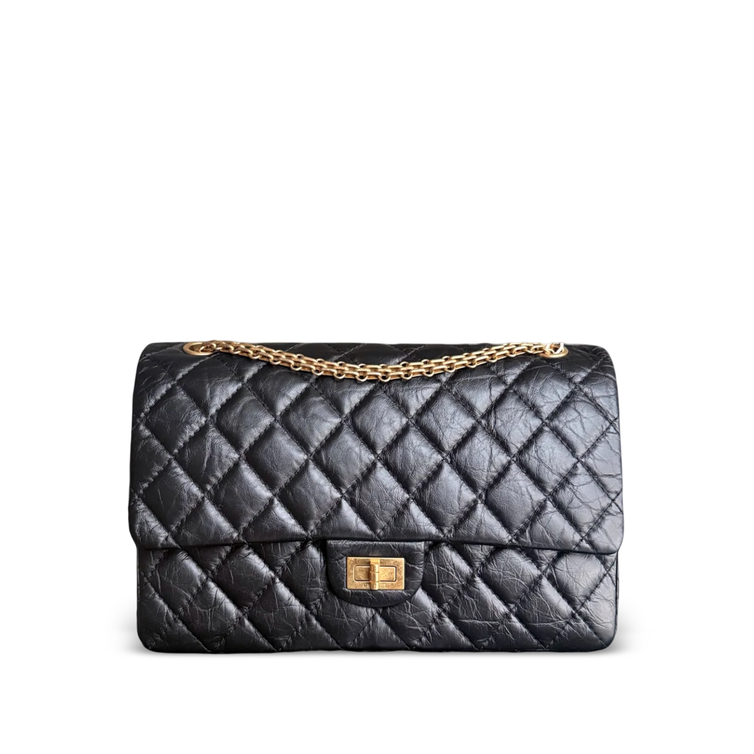 Chanel 2.55 Reissue 226 - 28CM Quilted Aged Calfskin Black Gold Hardware